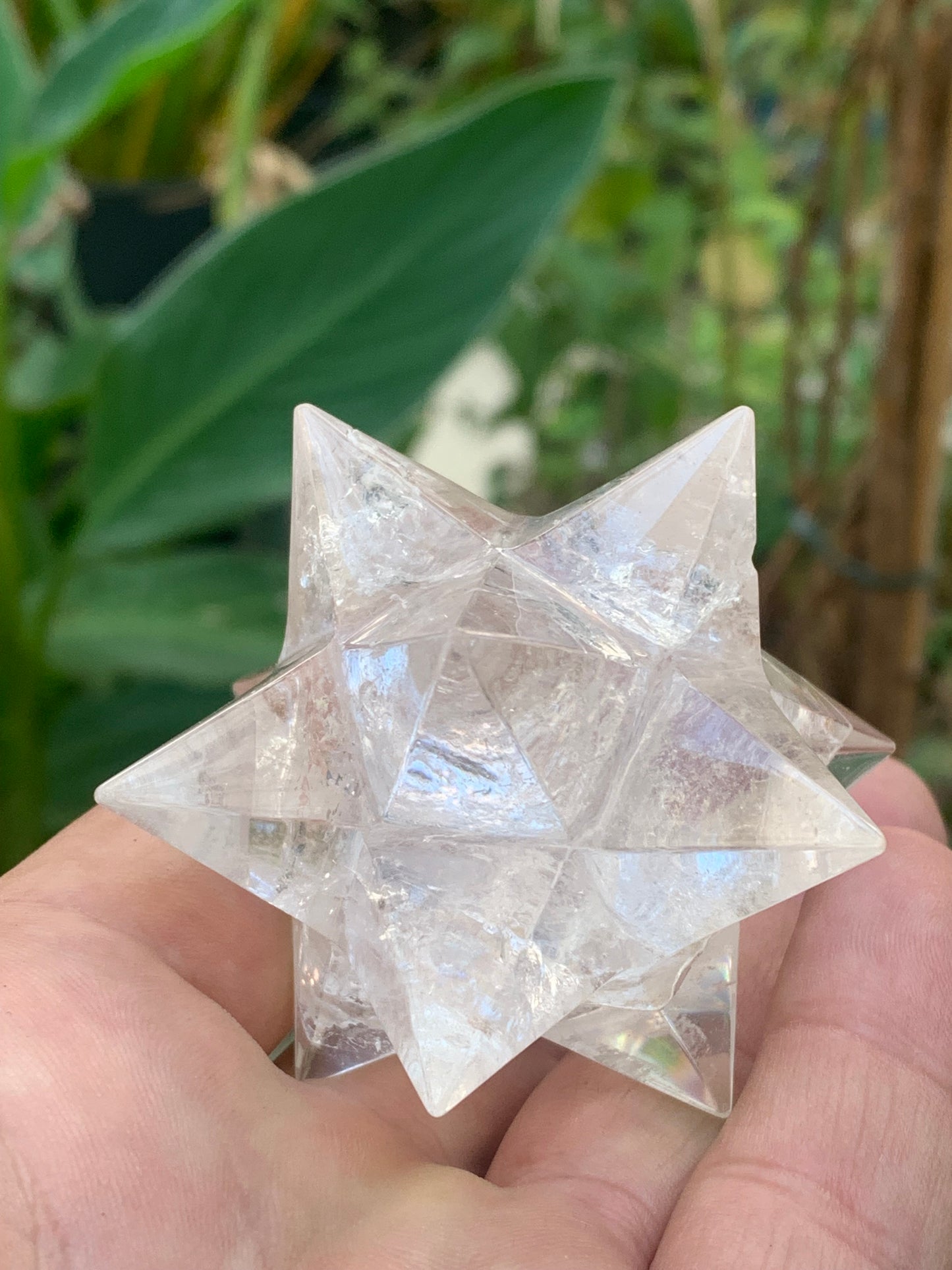 Étoile de Sirius (12 branches) en cristal de roche (quartz). Ø 67mm de diamètre - 126,3 grammes !