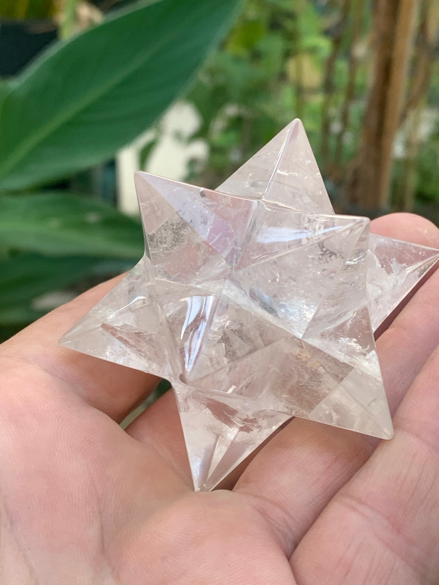 Étoile de Sirius (12 branches) en cristal de roche (quartz). Ø 67mm de diamètre - 126,3 grammes !