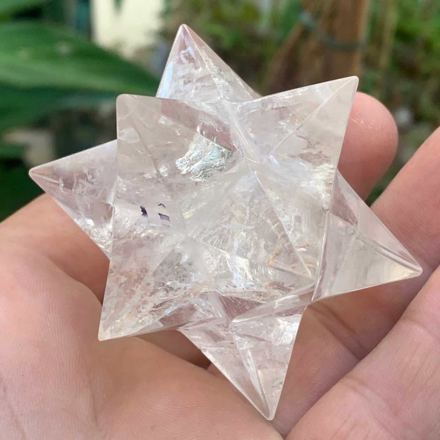 Étoile de Sirius (12 branches) en cristal de roche (quartz). Ø 67mm de diamètre - 126,3 grammes !