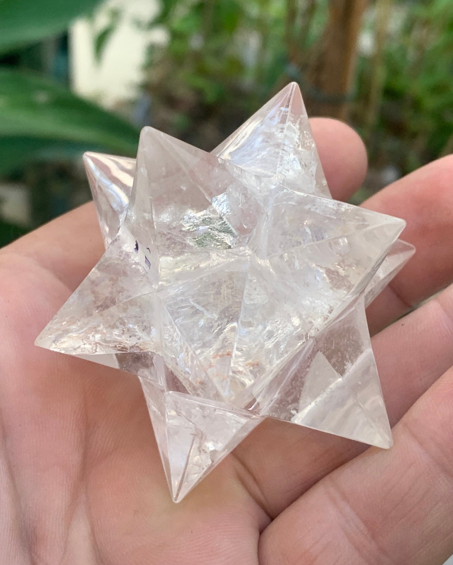 Étoile de Sirius (12 branches) en cristal de roche (quartz). Ø 67mm de diamètre - 126,3 grammes !