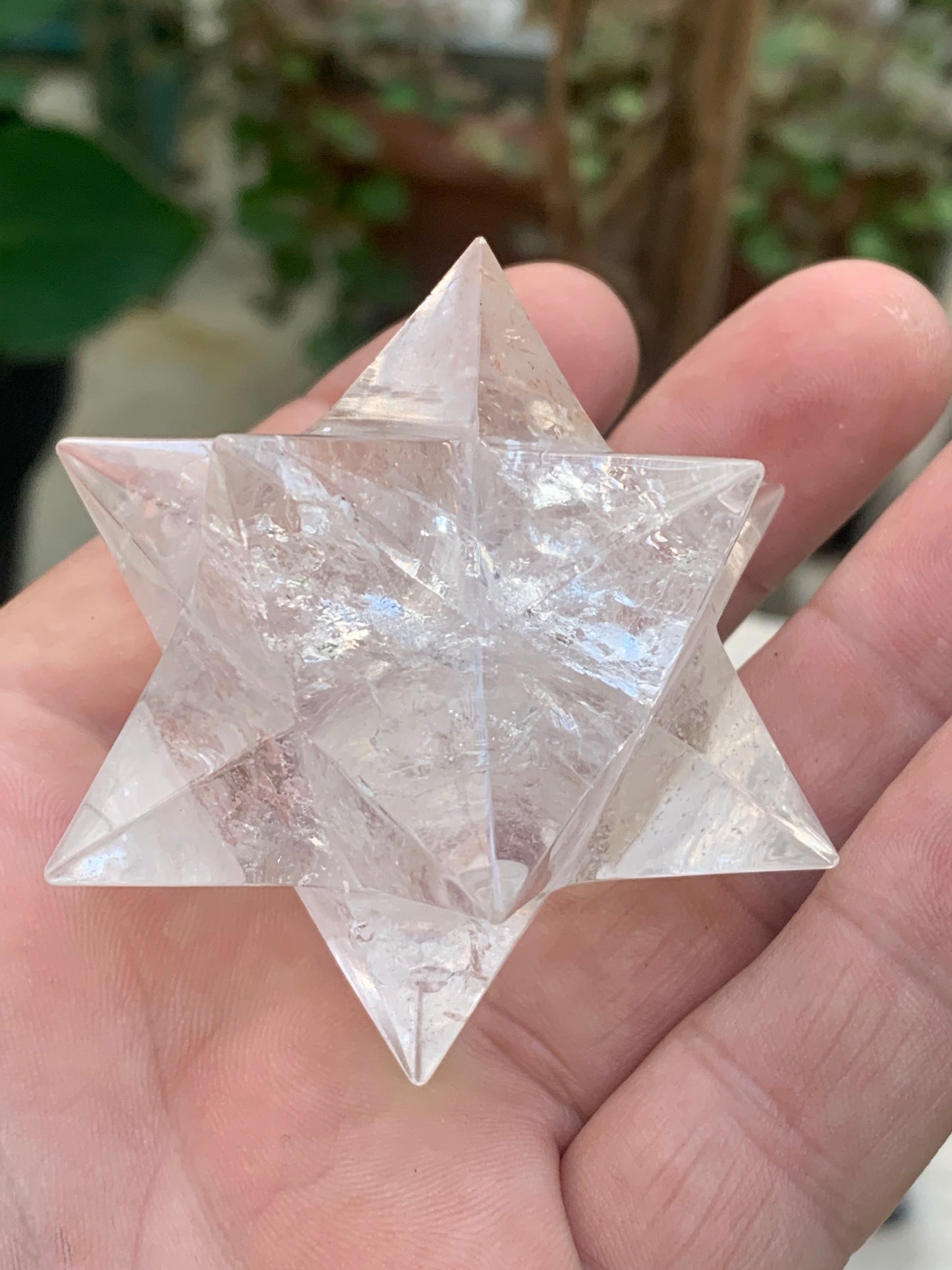 Étoile de Sirius (12 branches) en cristal de roche (quartz). Ø 67mm de diamètre - 126,3 grammes !