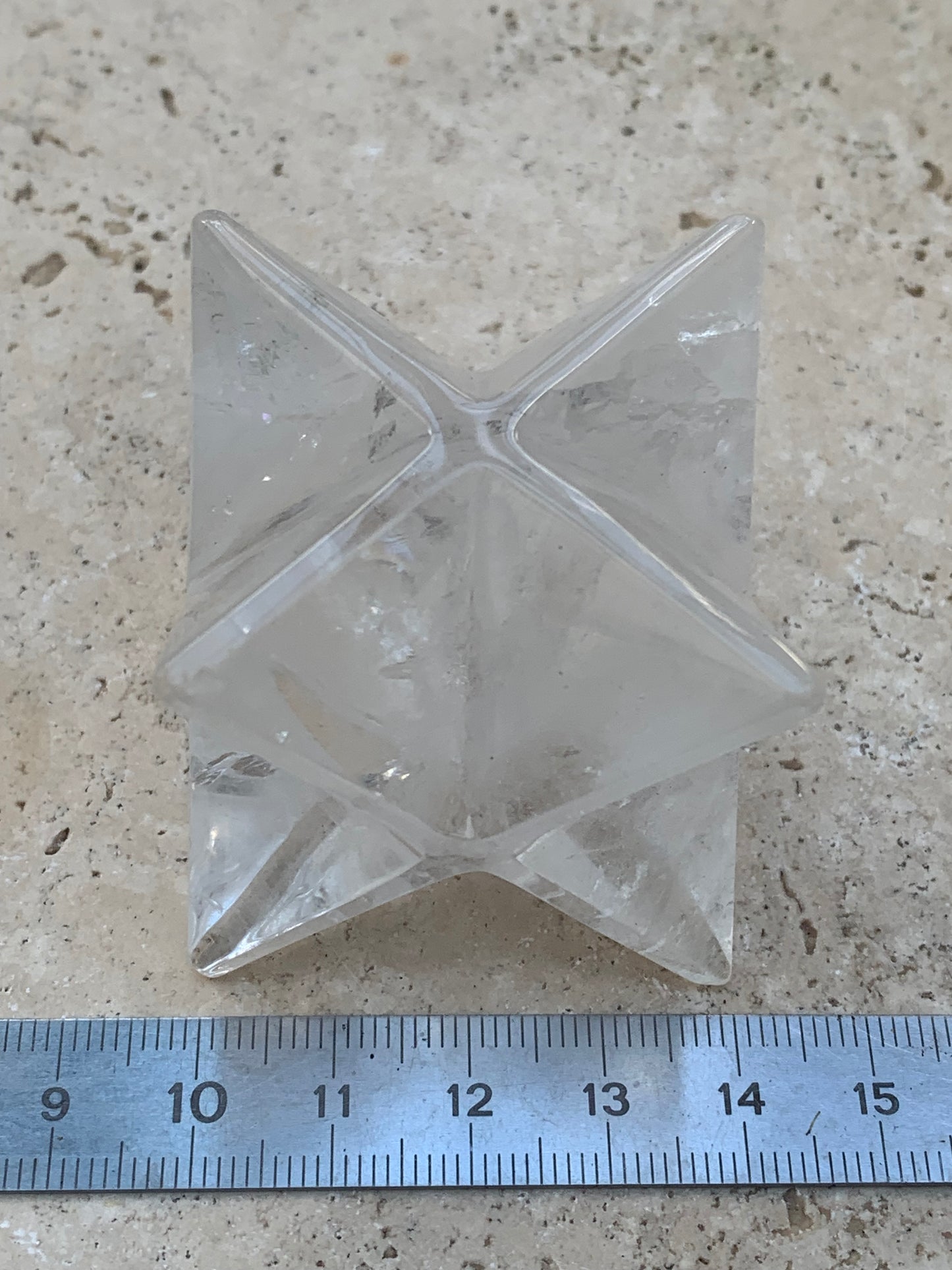 Mercaba/ Mercabah/ Merkabah (étoile à 8 branches), en cristal de roche. De 40x40x40mm - 118 grammes. Qualité A à AAA !