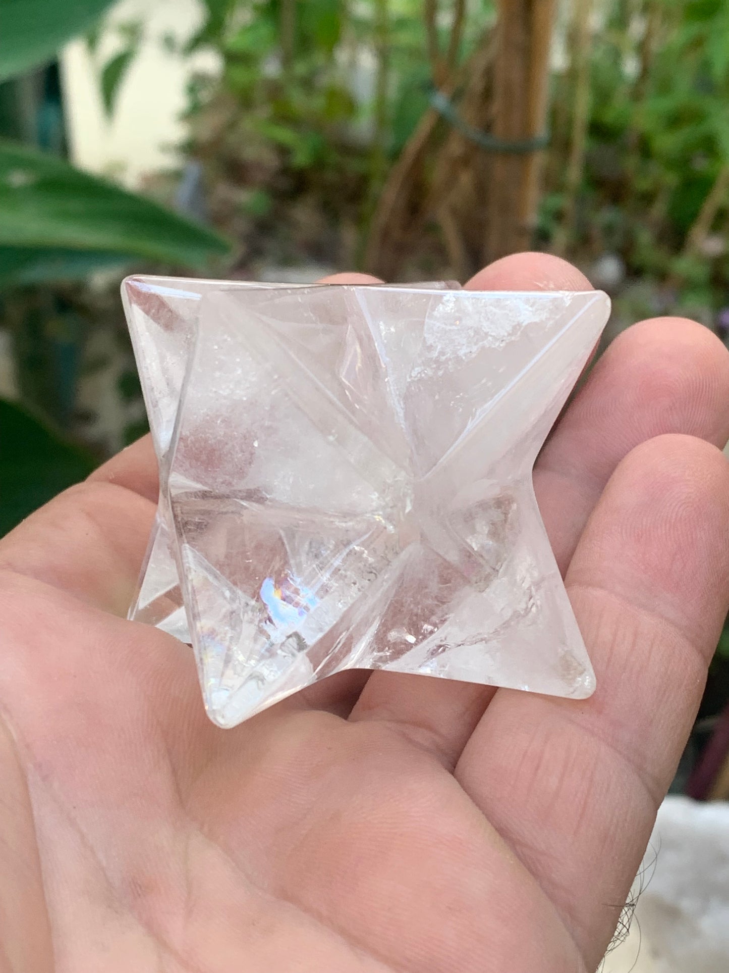 Mercaba/ Mercabah/ Merkabah (étoile à 8 branches), en cristal de roche. De 40x40x40mm - 118 grammes. Qualité A à AAA !
