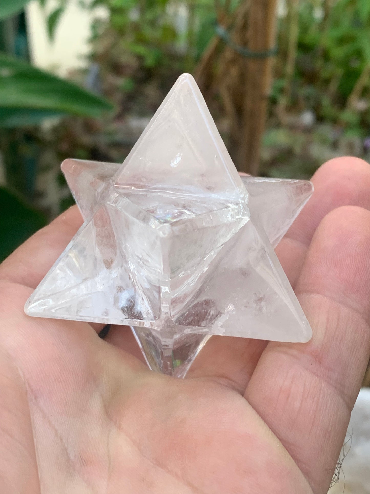 Mercaba/ Mercabah/ Merkabah (étoile à 8 branches), en cristal de roche. De 40x40x40mm - 118 grammes. Qualité A à AAA !