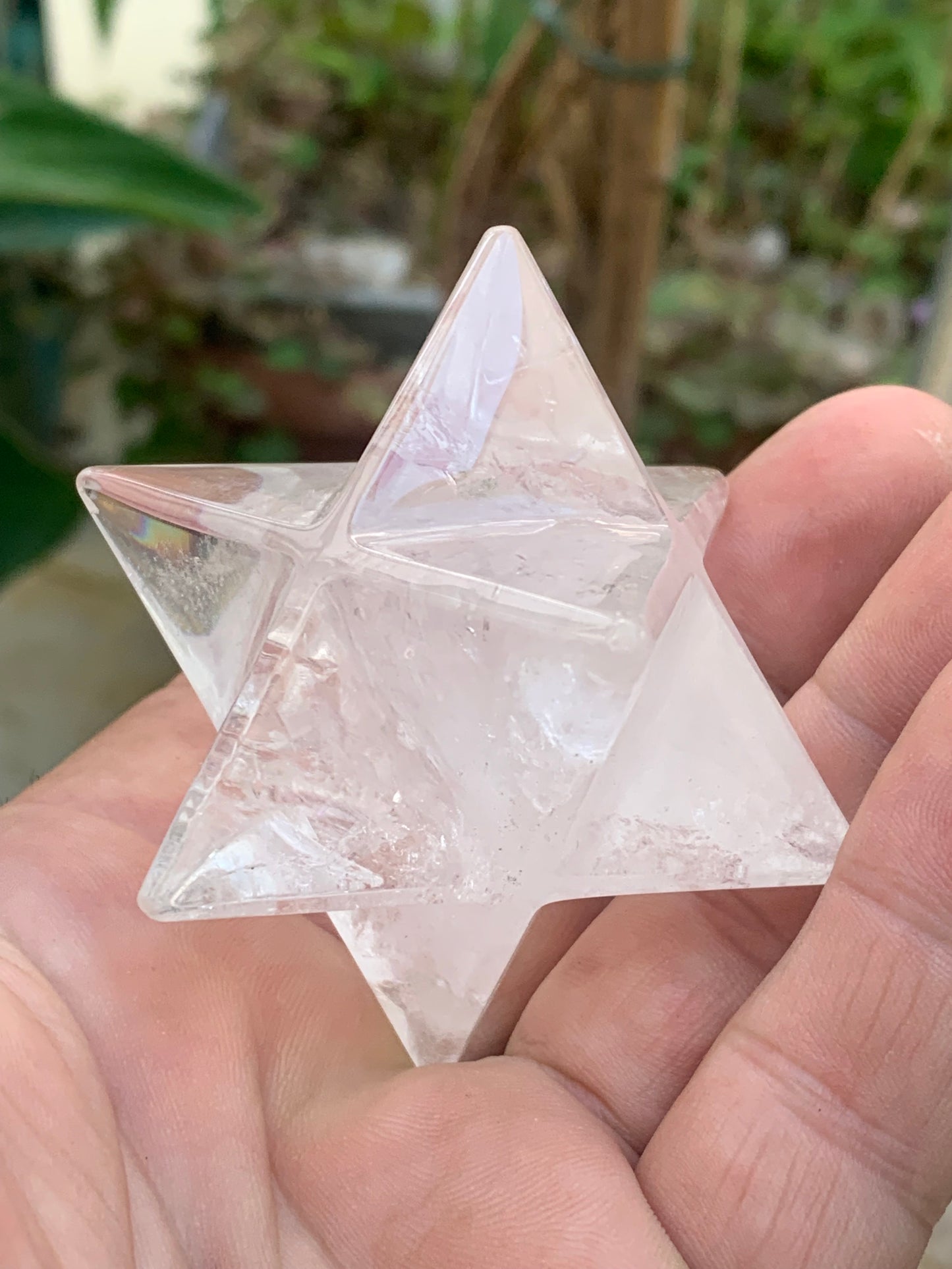 Mercaba/ Mercabah/ Merkabah (étoile à 8 branches), en cristal de roche. De 40x40x40mm - 118 grammes. Qualité A à AAA !