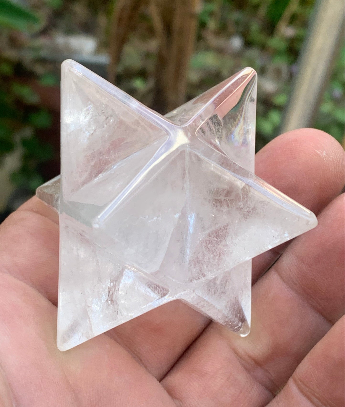Mercaba/ Mercabah/ Merkabah (étoile à 8 branches), en cristal de roche. De 40x40x40mm - 118 grammes. Qualité A à AAA !