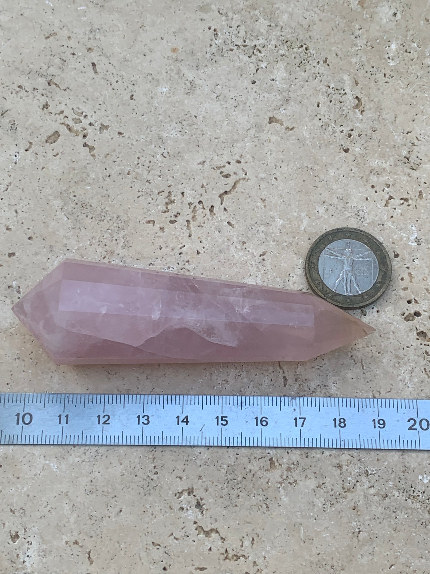 Cristal Vogel en quartz rose de 12 facettes ! Ø 92mm x 26 de diamètre, superbe pièce !