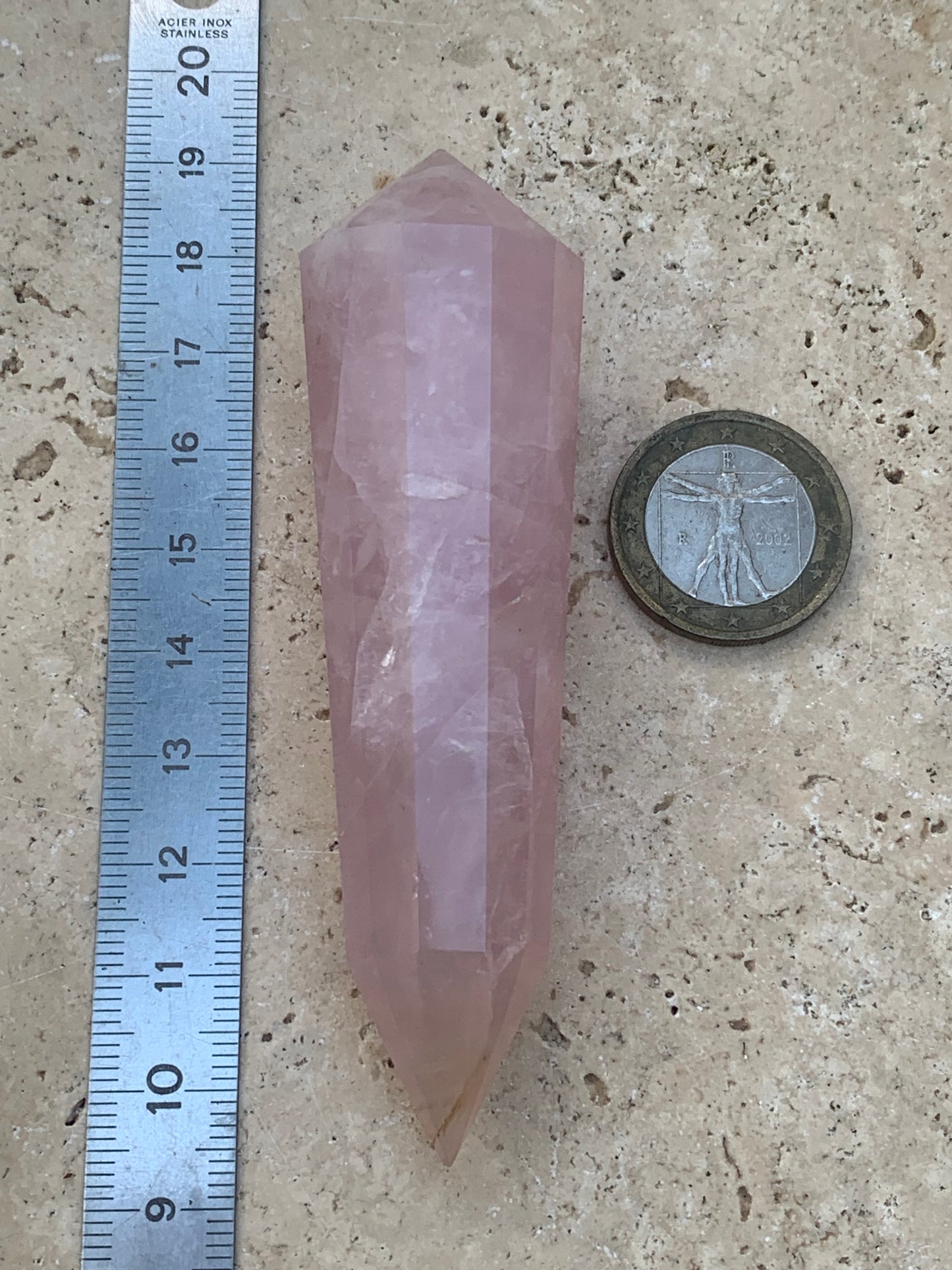 Cristal Vogel en quartz rose de 12 facettes ! Ø 92mm x 26 de diamètre, superbe pièce !