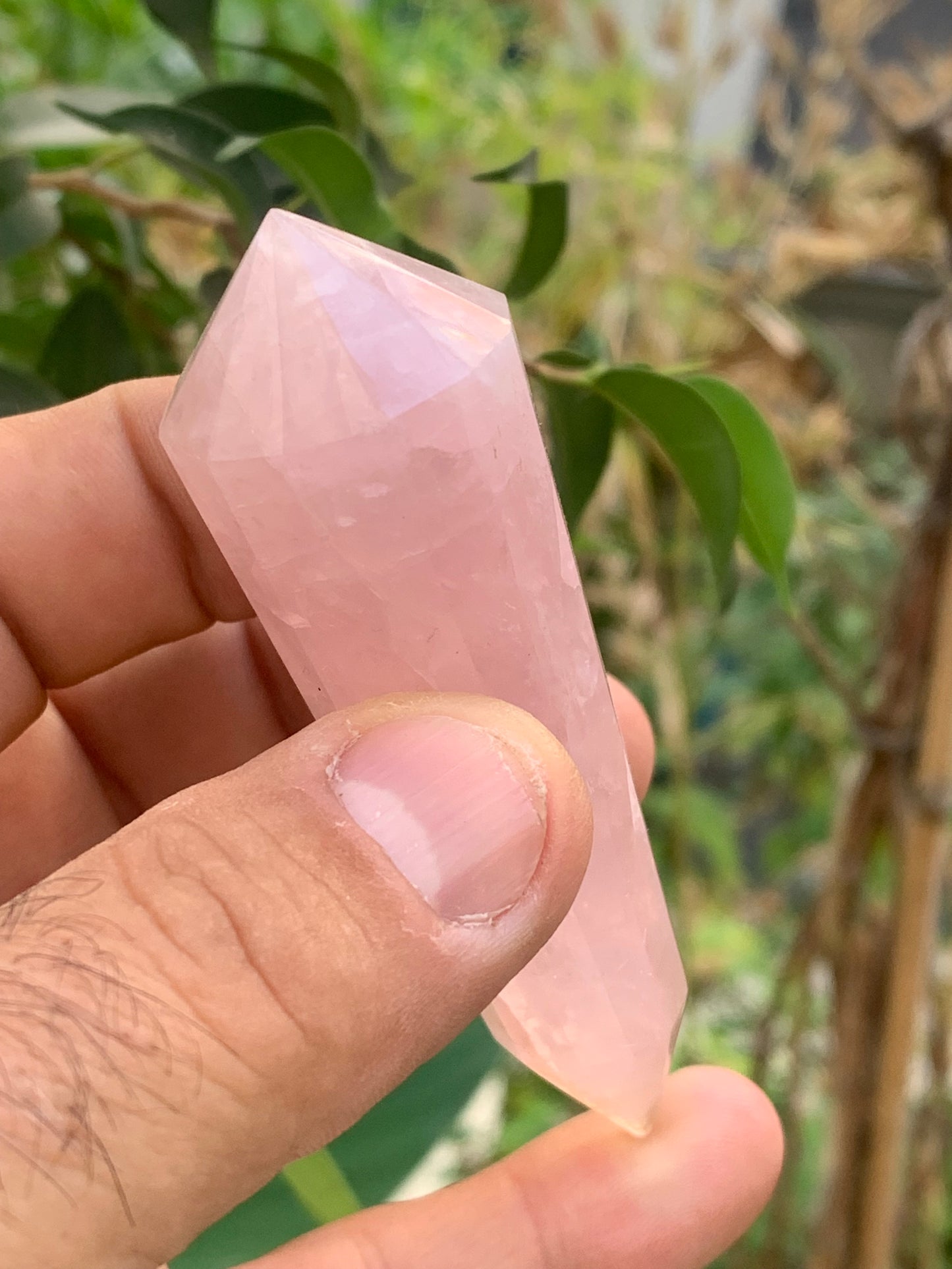 Cristal Vogel en quartz rose de 12 facettes ! Ø 92mm x 26 de diamètre, superbe pièce !