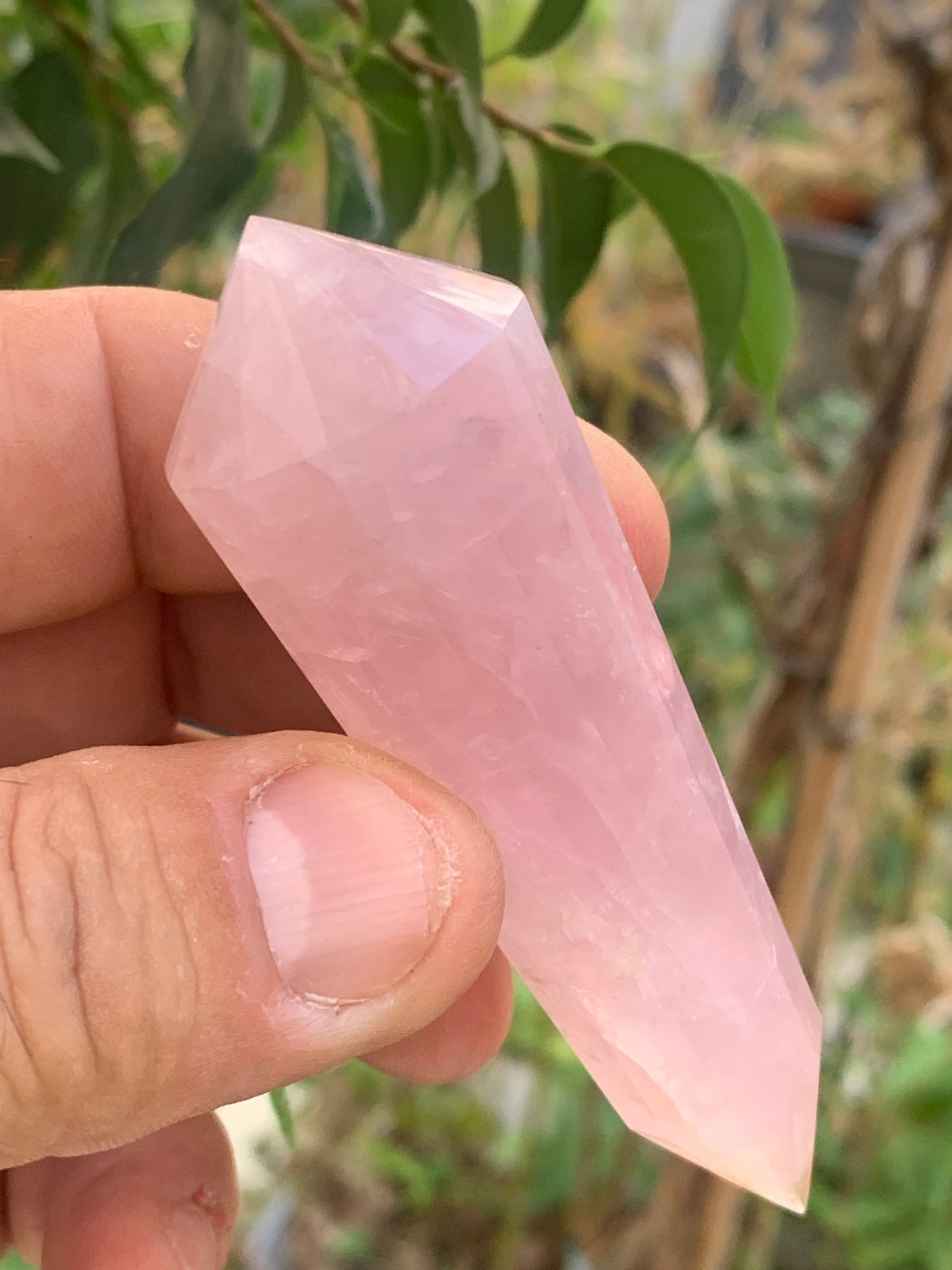 Cristal Vogel en quartz rose de 12 facettes ! Ø 92mm x 26 de diamètre, superbe pièce !