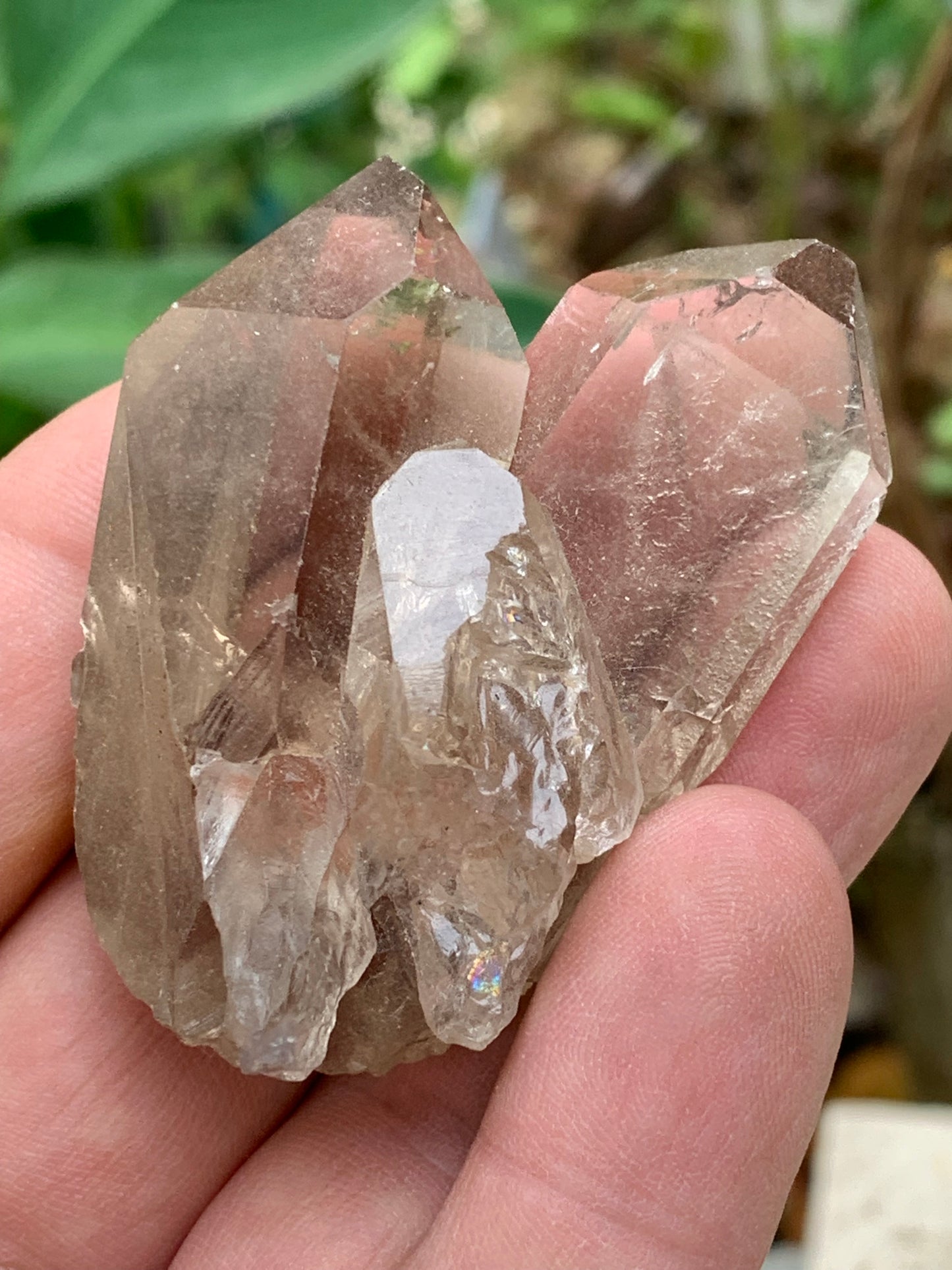 Cristal de roche fumé/ Quartz fumé, pointe naturelle de 60x45x25 mm - 59,2 gr., très belle qualité, très belle pureté !