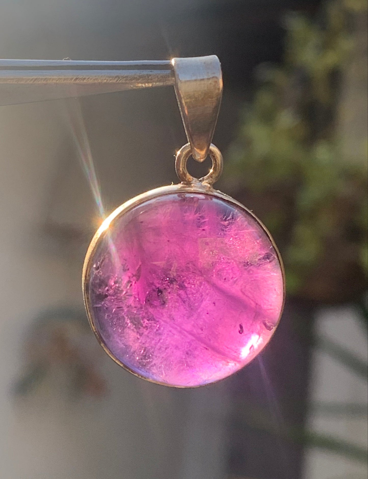 Amethyst, Silver pendant, 34 mm high x 22 mm wide x 10 mm thick. Sold with a free adjustable black cord!