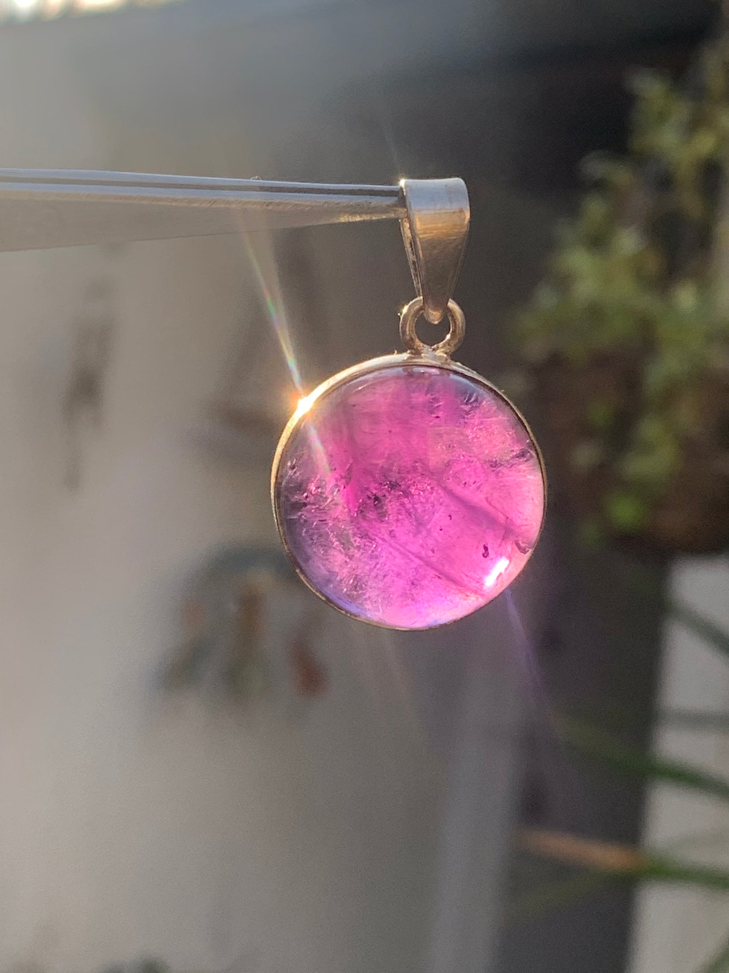 Amethyst, Silver pendant, 34 mm high x 22 mm wide x 10 mm thick. Sold with a free adjustable black cord!