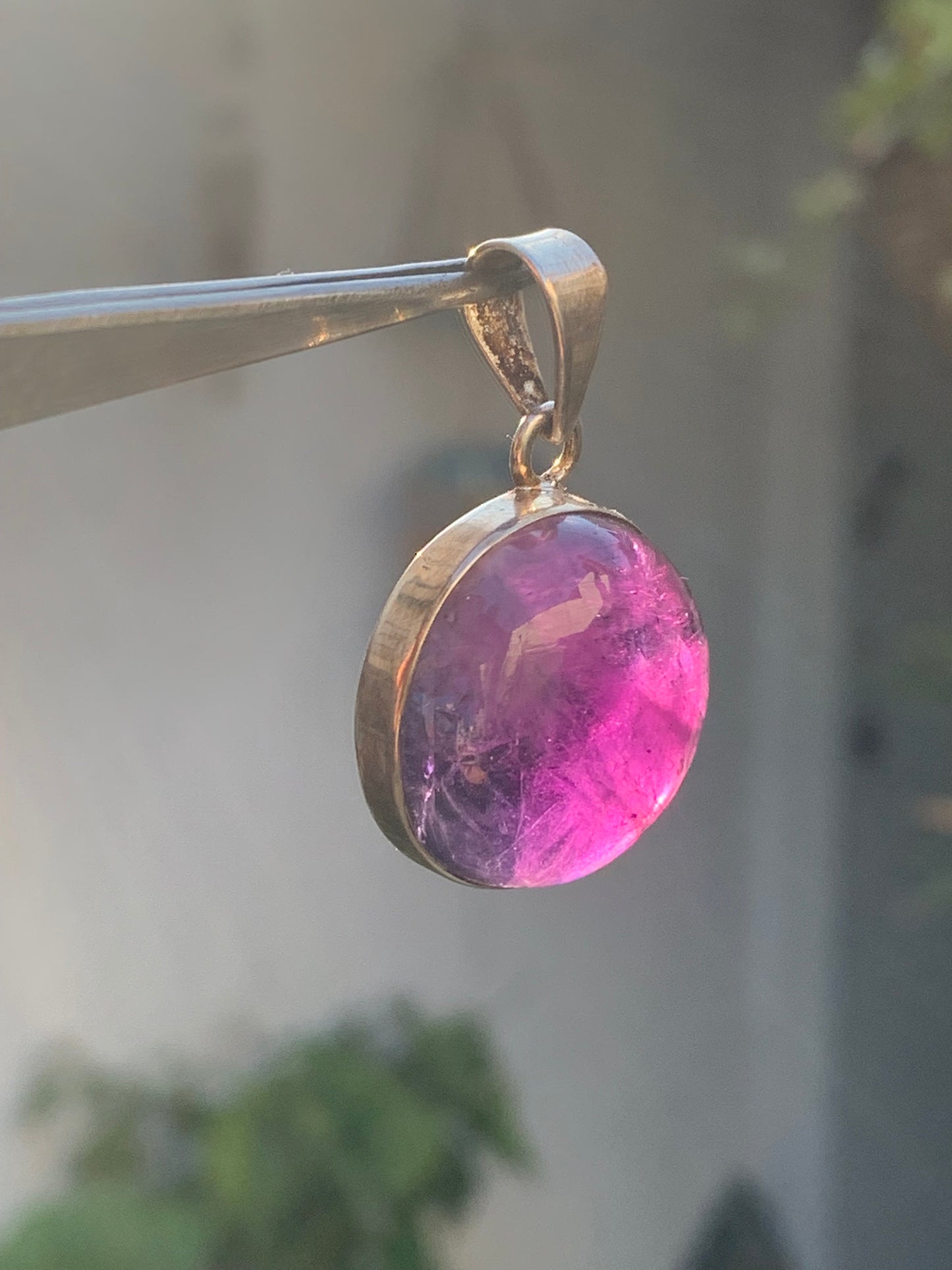Amethyst, Silver pendant, 34 mm high x 22 mm wide x 10 mm thick. Sold with a free adjustable black cord!