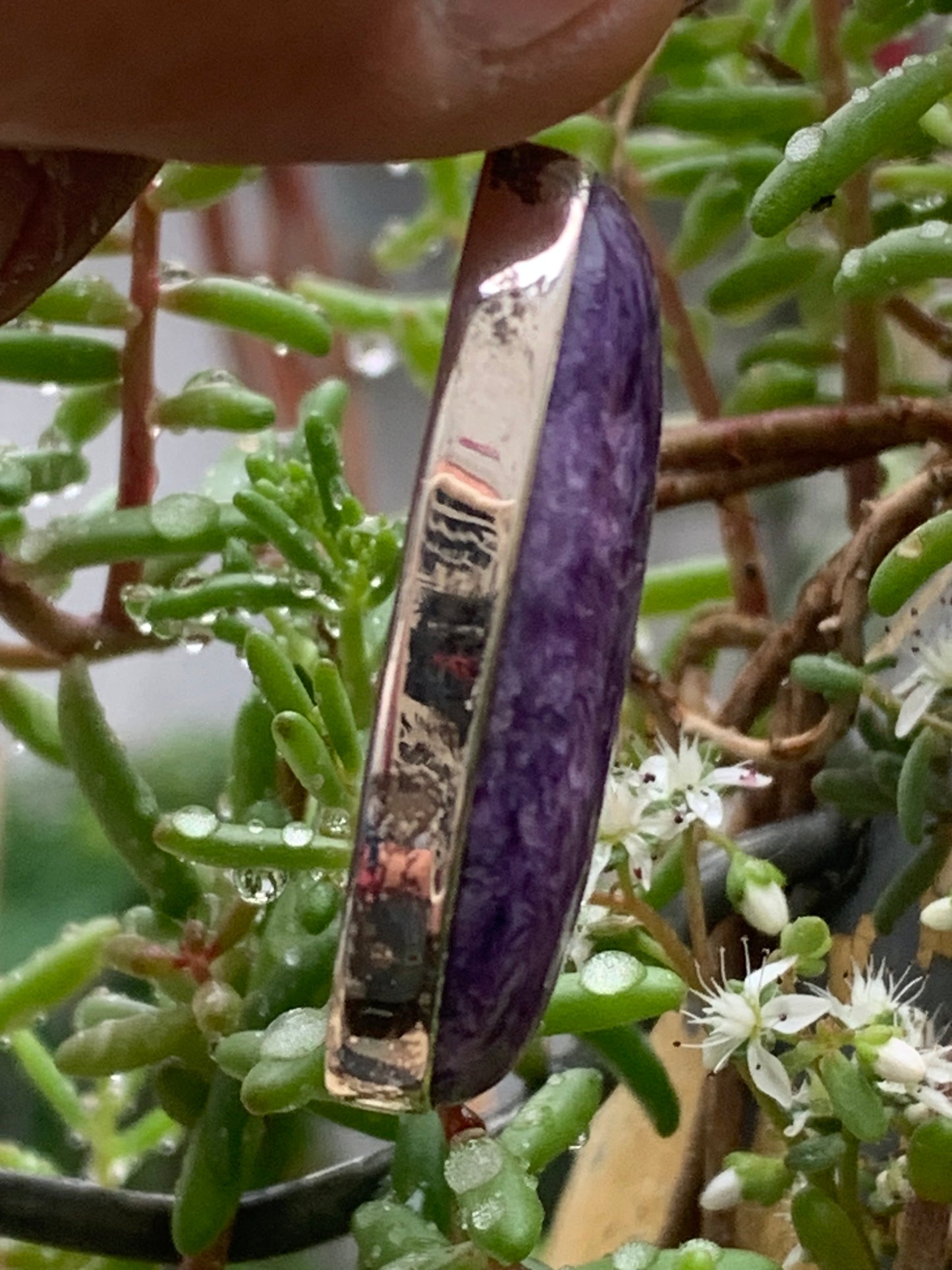 Charoite, magnificent 925 Silver pendant measuring 50mm high x 19mm wide x 9mm thick. Sold with an adjustable black cord!