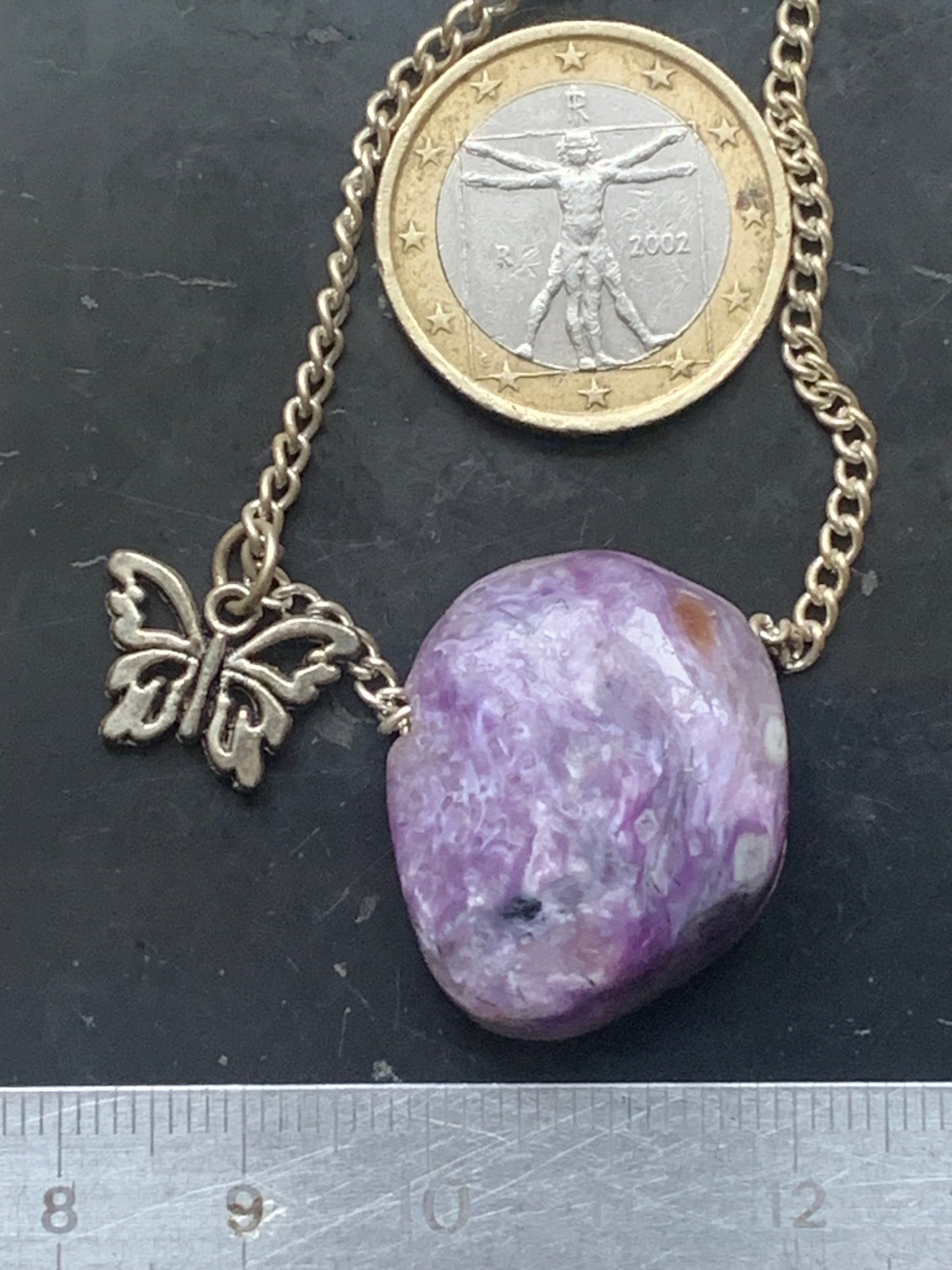 Charoite, 925 Silver pendant, 27mm high x 21mm wide x 10mm thick. Sold with an adjustable black cord!