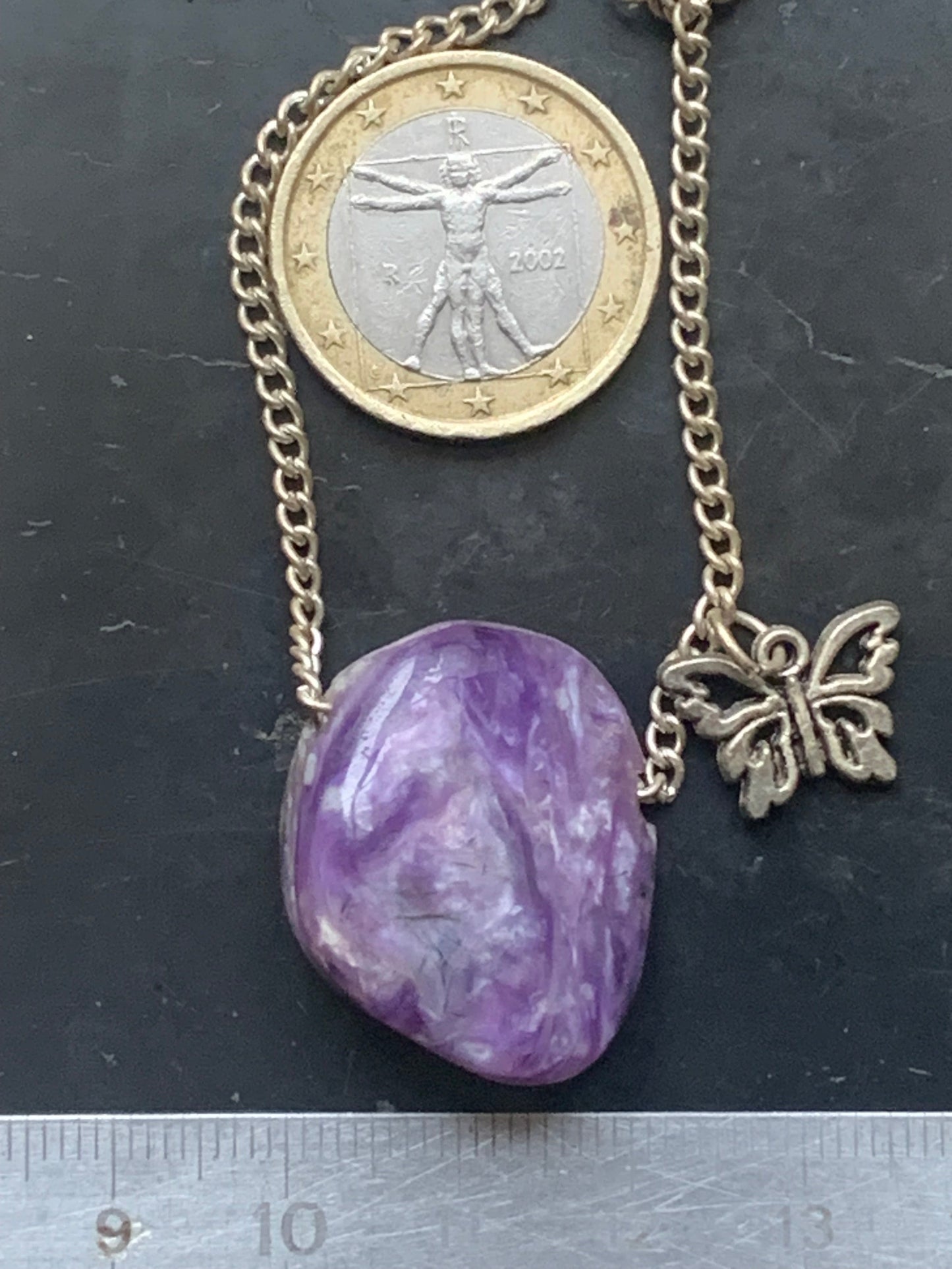 Charoite, 925 Silver pendant, 27mm high x 21mm wide x 10mm thick. Sold with an adjustable black cord!