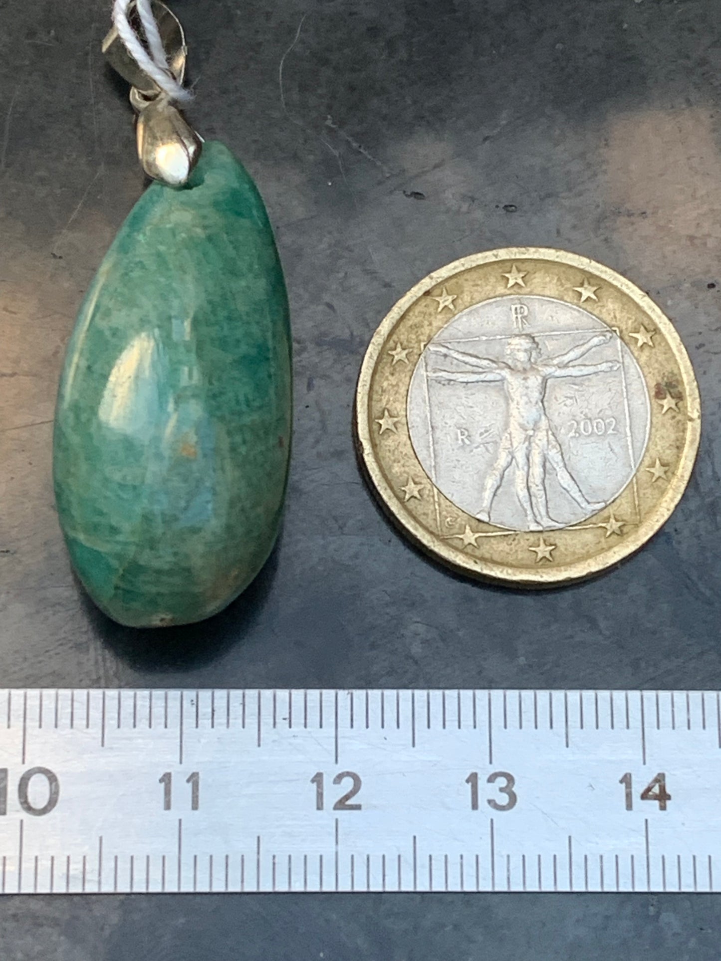 Amazonite, pendant measuring 45mm high x 16mm wide x 16mm thick. Sold with a free adjustable black cord!