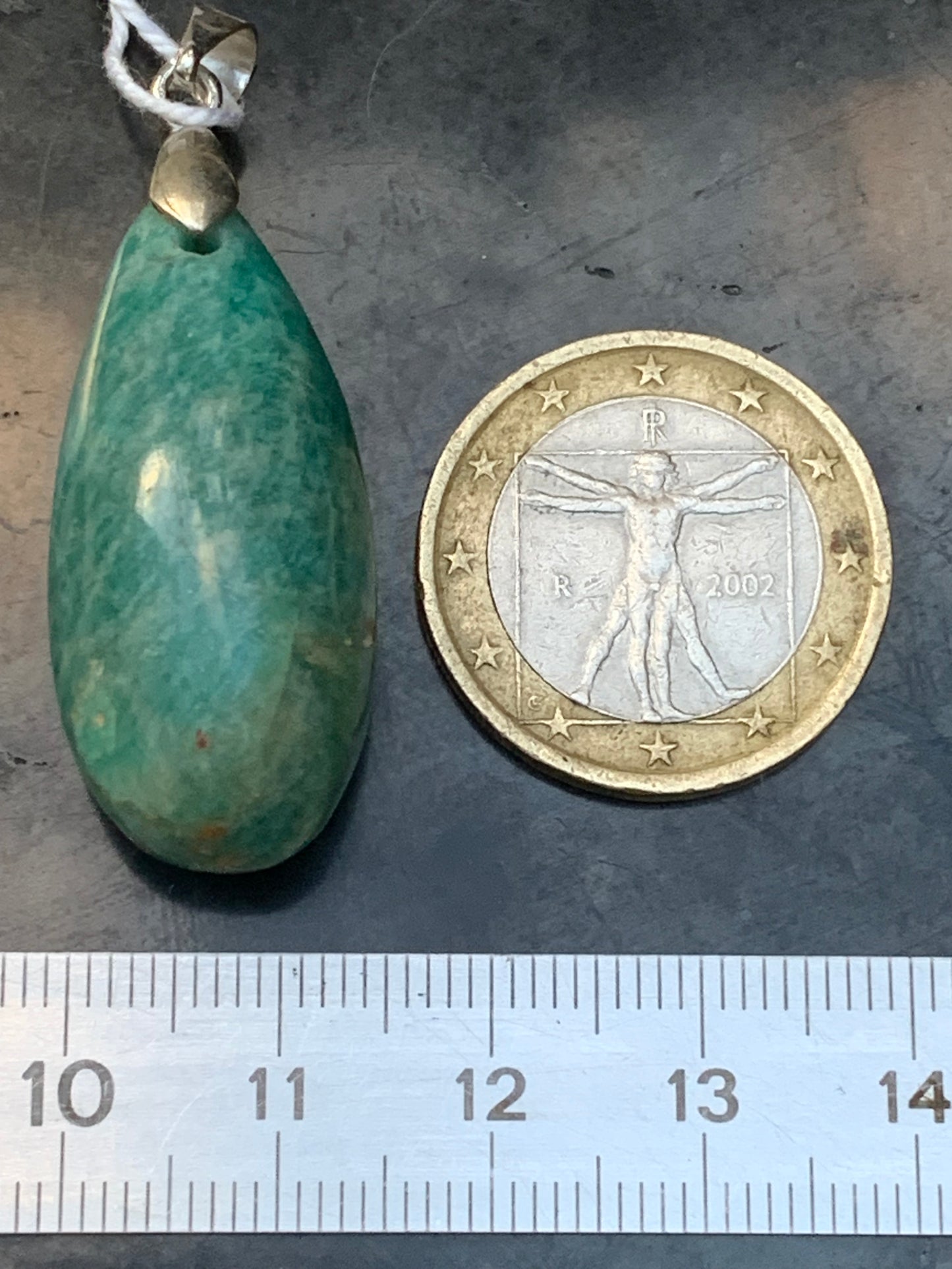 Amazonite, pendant measuring 45mm high x 16mm wide x 16mm thick. Sold with a free adjustable black cord!
