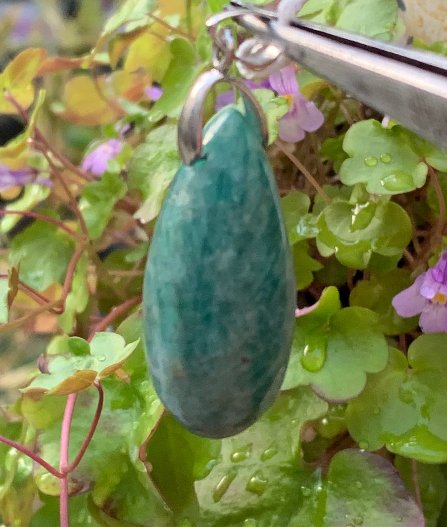 Amazonite, pendant measuring 45mm high x 16mm wide x 16mm thick. Sold with a free adjustable black cord!