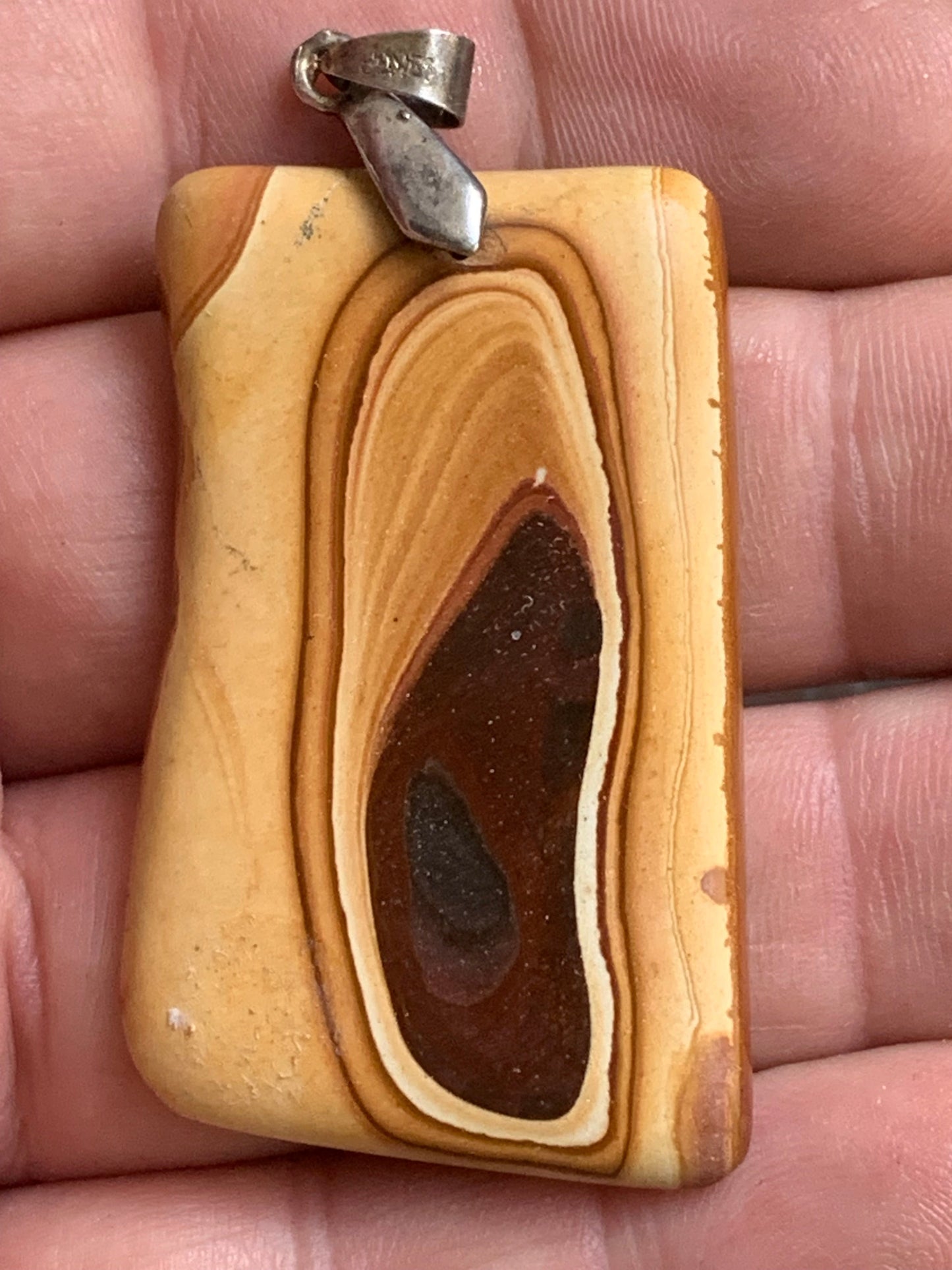 Jaspe paysage, pendentif de 60x30x5 millimètres, vendu avec cordon coulissant (réglable), en cuir noir de 40 à 70 centimètres !