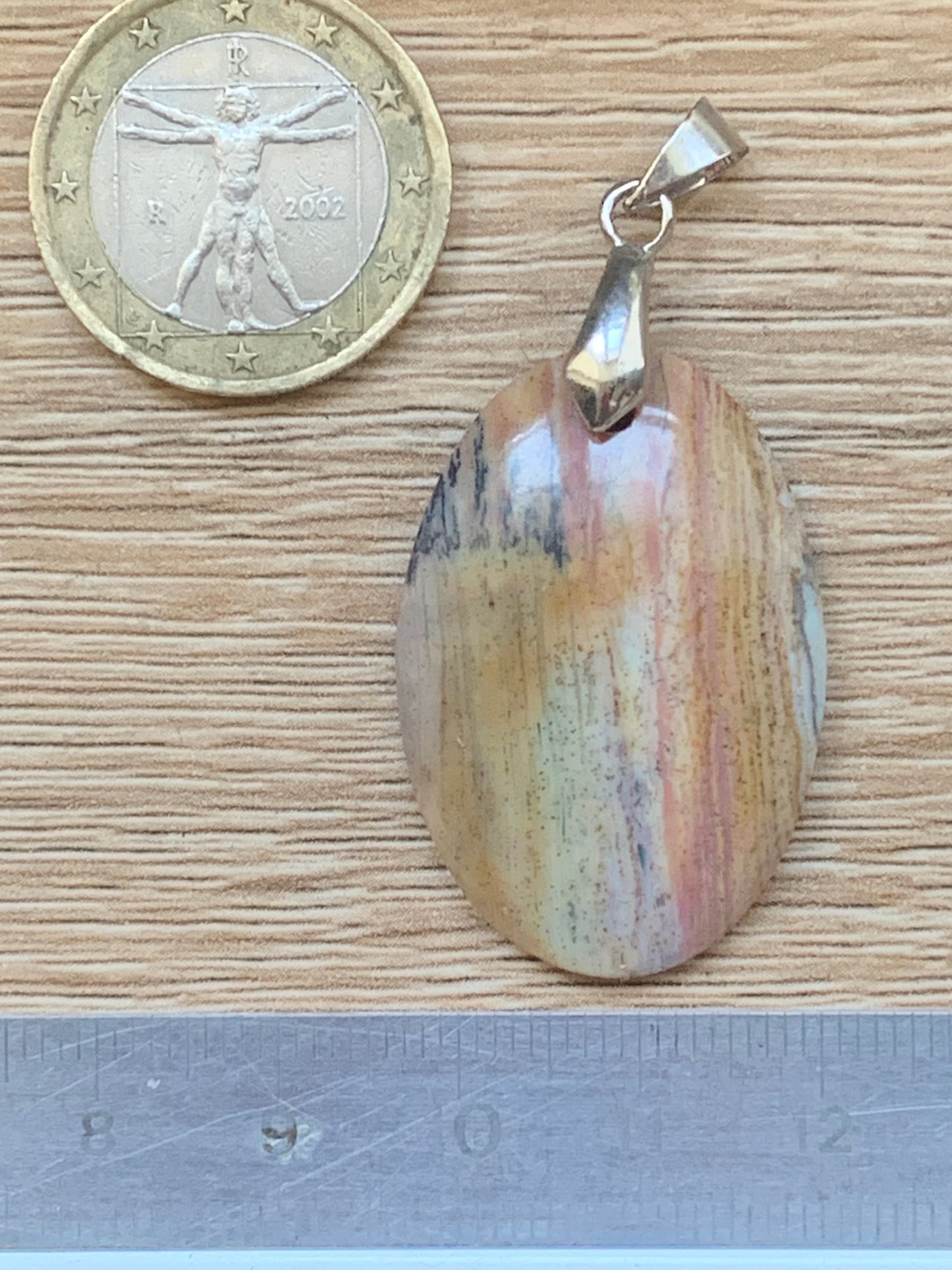Bois fossilisé/ pétrifié, pendentif en cabochon de 48x25x6 millimètres, vendu avec cordon coulissant (réglable) marron de 40 à 70 centimètres !