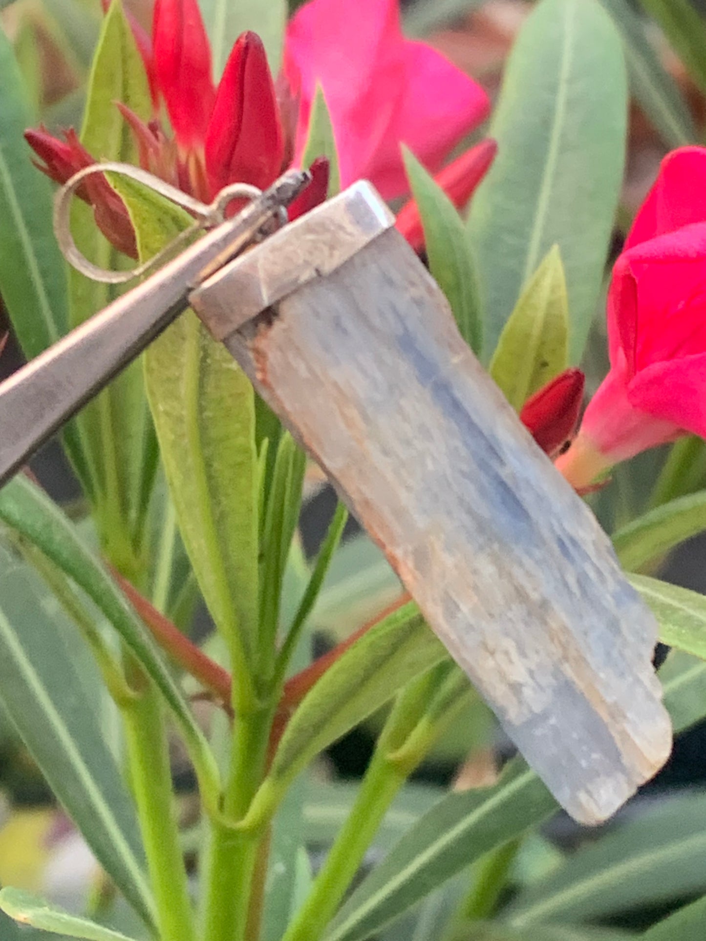 Kyanite disthene, pendant measuring 60 millimeters x 14 x 2. Sold with or without a black cord and adjustable by 60 cm!