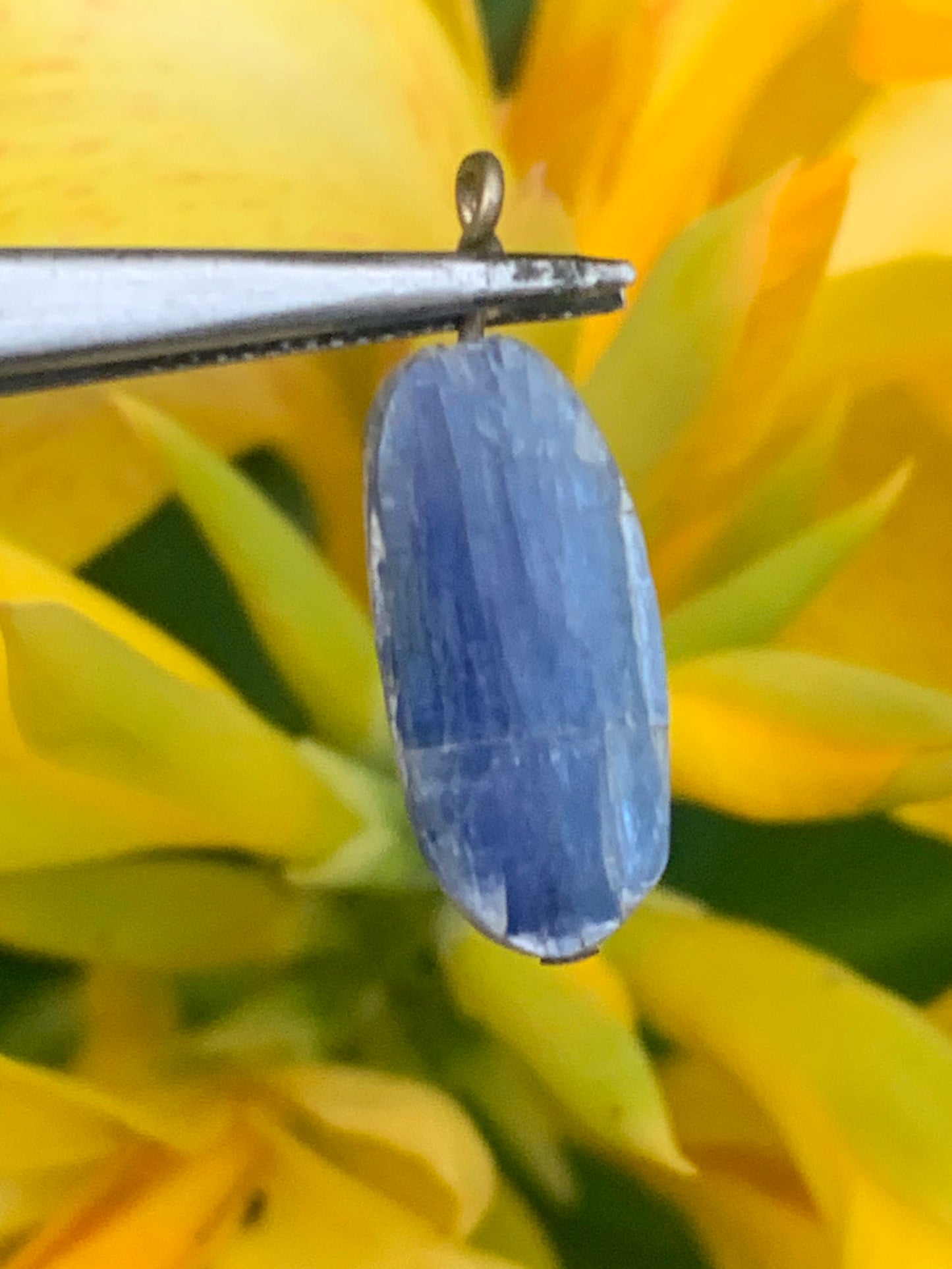 Kyanite disthene, pendant of 25 millimeters x10x5. Sold with or without black cord and adjustable by 60 cm!