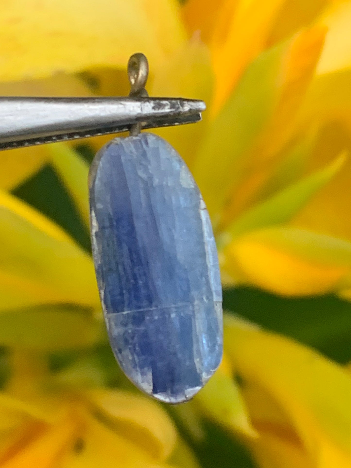 Kyanite disthene, pendant of 25 millimeters x10x5. Sold with or without black cord and adjustable by 60 cm!