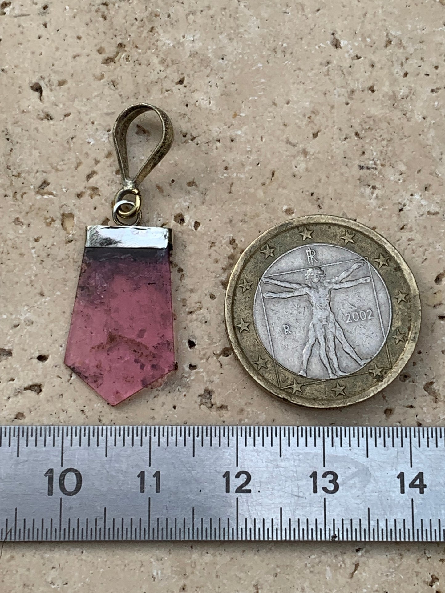 Elbaite watermelon tourmaline, silver pendant 36mm high x 14mm wide x 2mm. Sold with adjustable black cord!