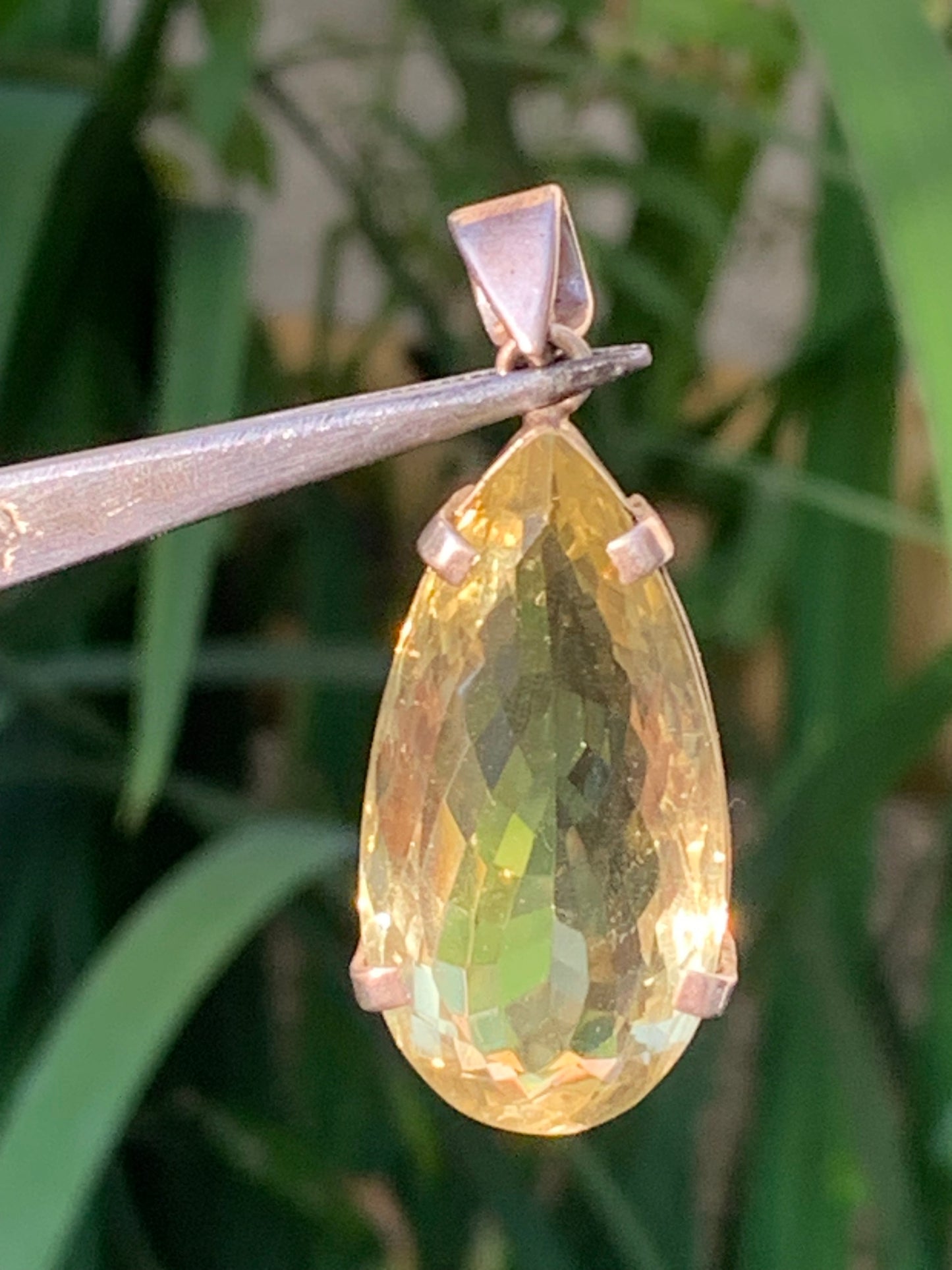 Citrine, Silver pendant, 47mm high x 20mm wide x 12mm thick. Sold with adjustable cord!