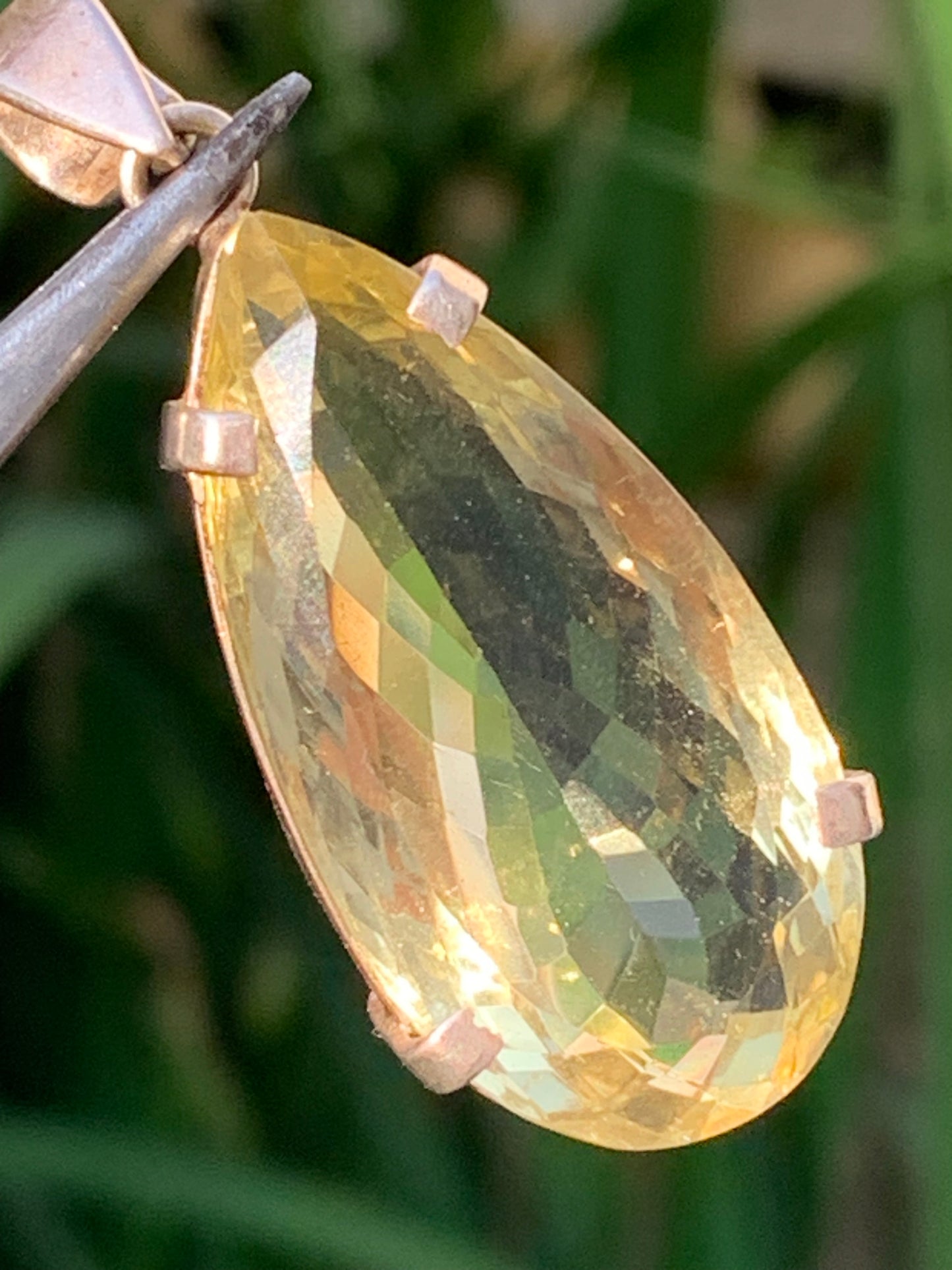 Citrine, Silver pendant, 47mm high x 20mm wide x 12mm thick. Sold with adjustable cord!