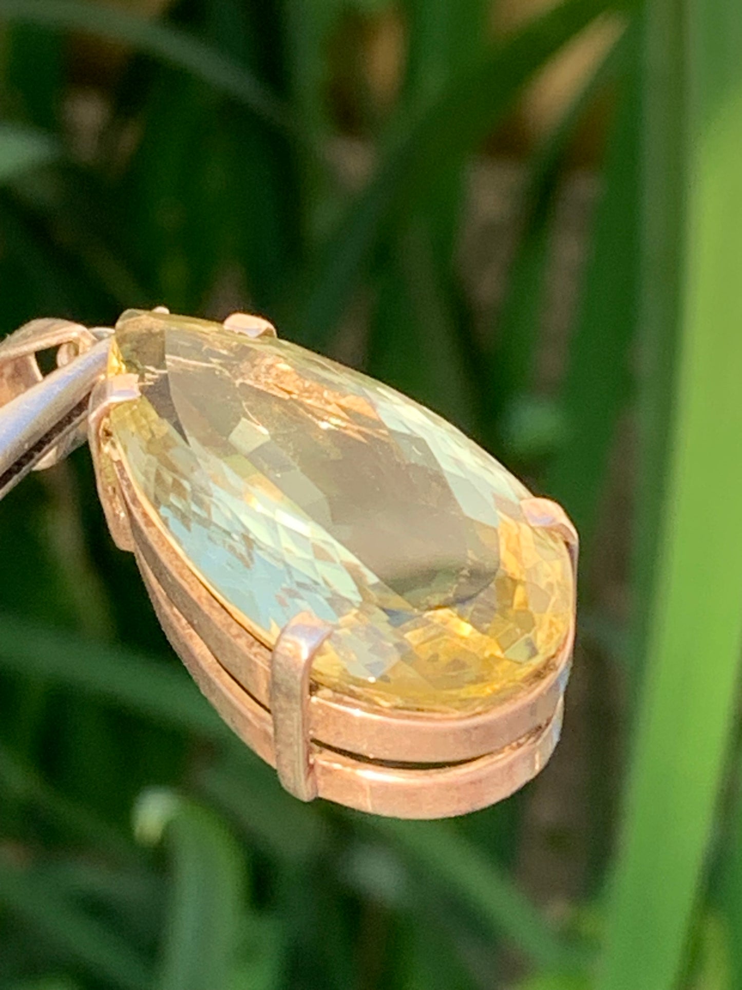 Citrine, Silver pendant, 47mm high x 20mm wide x 12mm thick. Sold with adjustable cord!