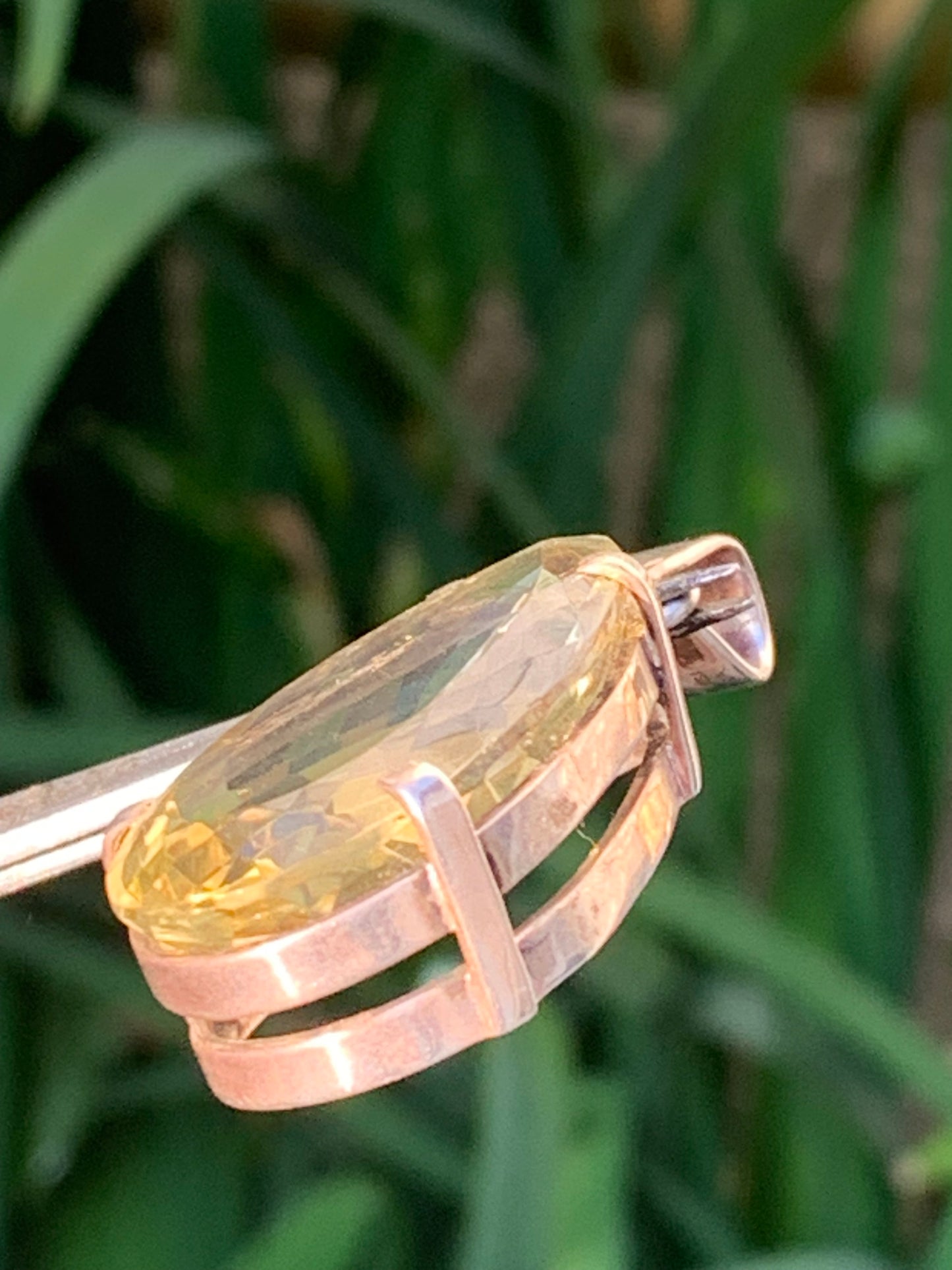 Citrine, Silver pendant, 47mm high x 20mm wide x 12mm thick. Sold with adjustable cord!