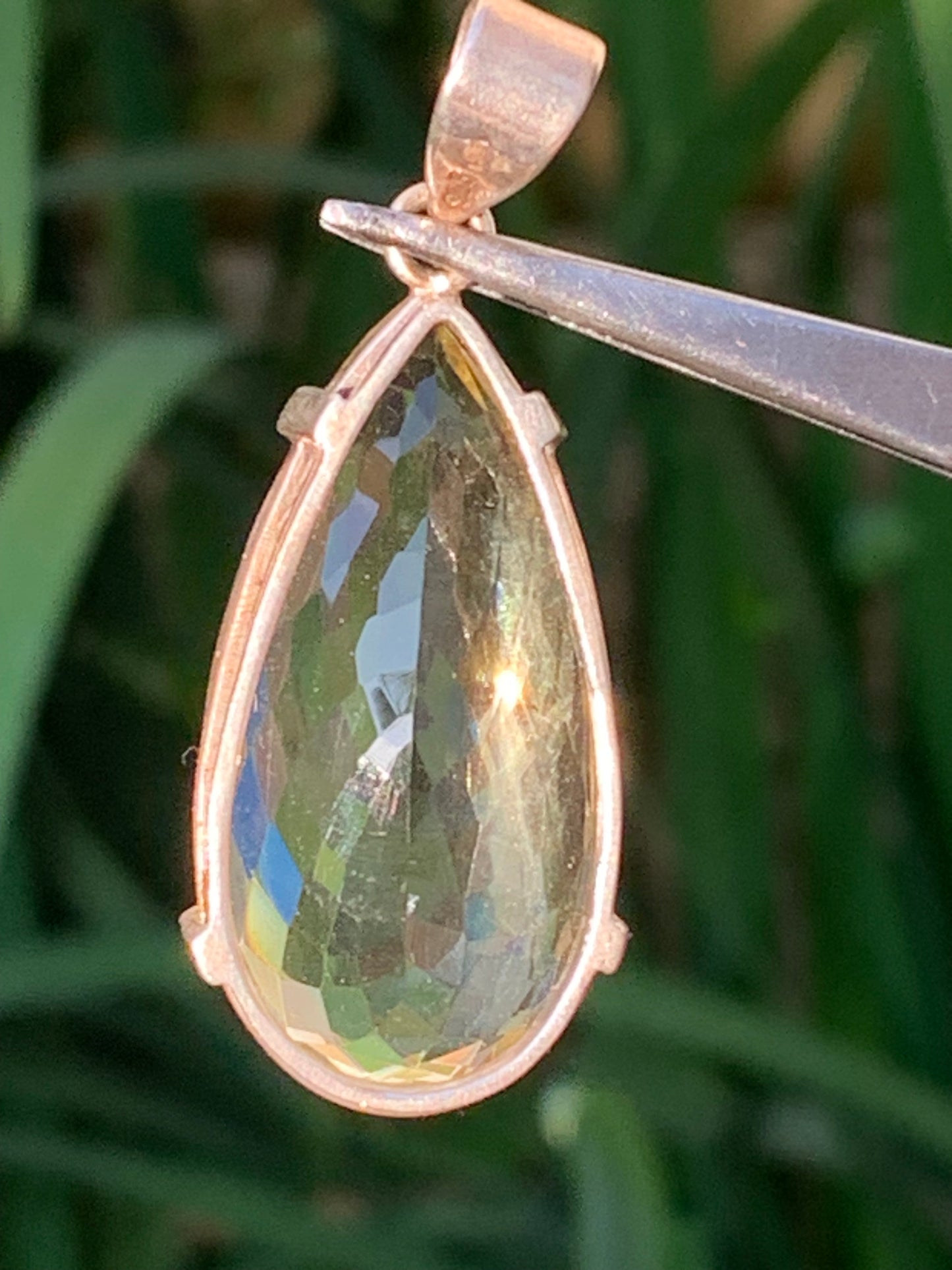 Citrine, Silver pendant, 47mm high x 20mm wide x 12mm thick. Sold with adjustable cord!