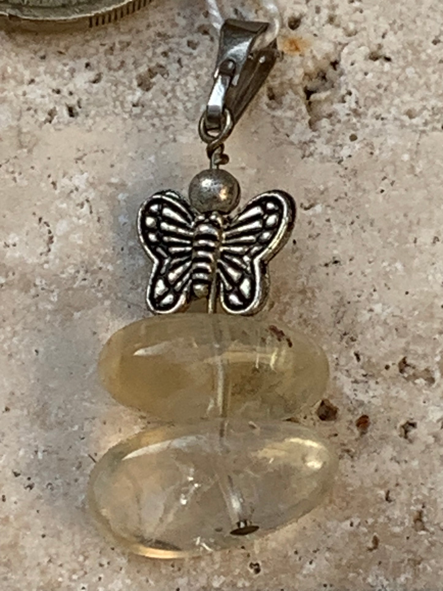 Citrine, Silver pendant, 35 mm high x 15 mm wide x 10 mm thick. Sold with adjustable cord!