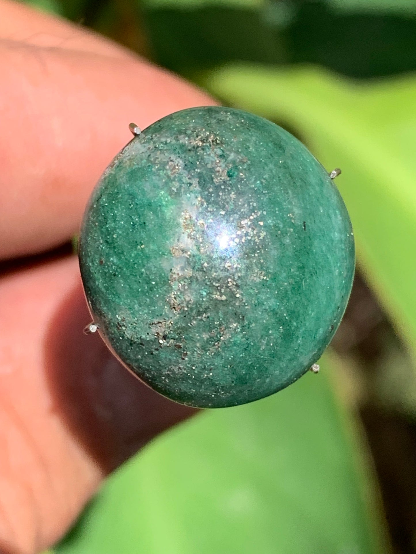 Quartz vert/ Aventurine, cabochon de 20mm x19 x9 - 25 carats. Parfait en bijouterie, collection ,exposition...