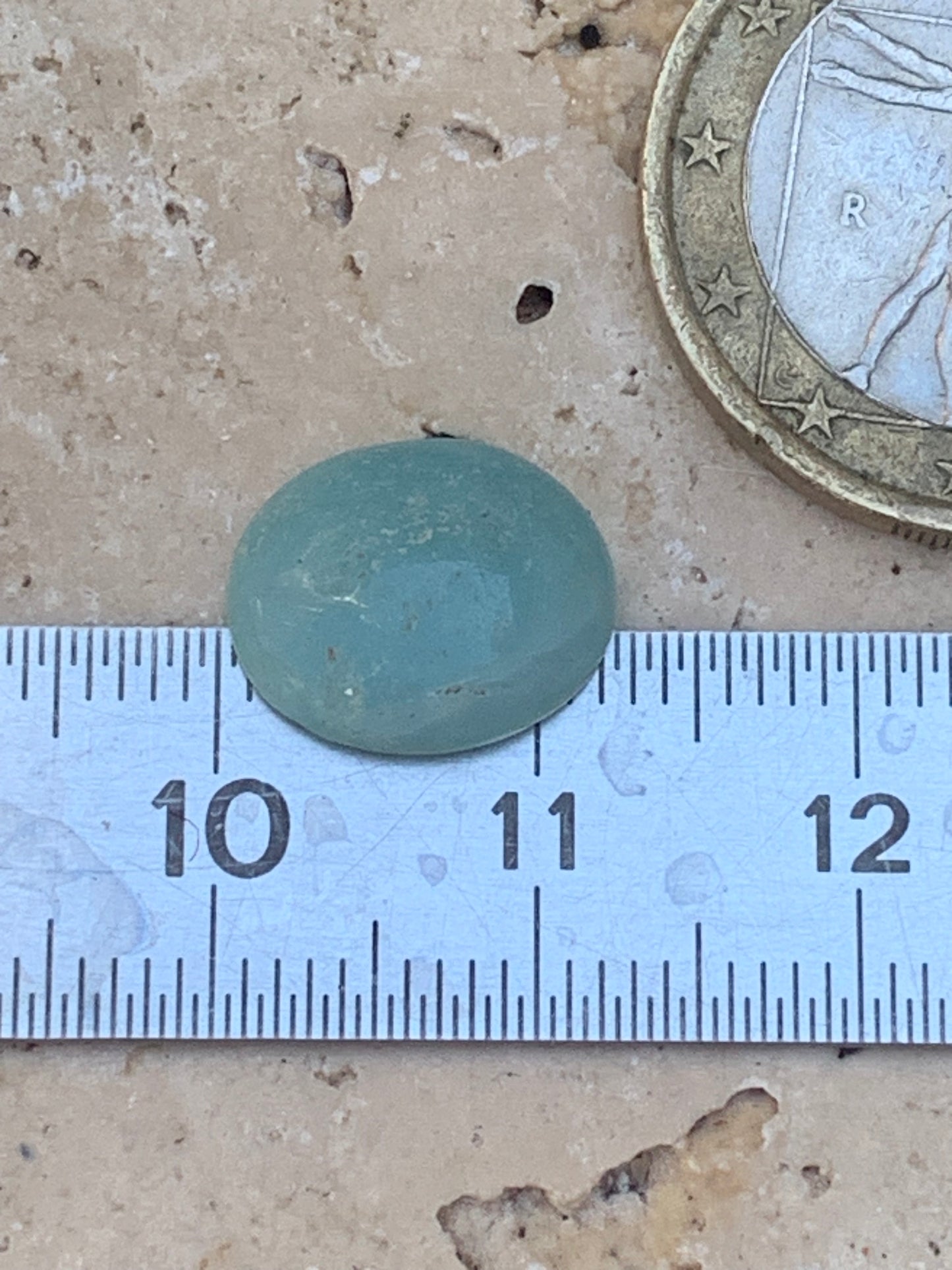 Amazonite, cabochon ancien de 12mm x10 x3 - 3,5 carats. Parfait en bijouterie, collection ,exposition...