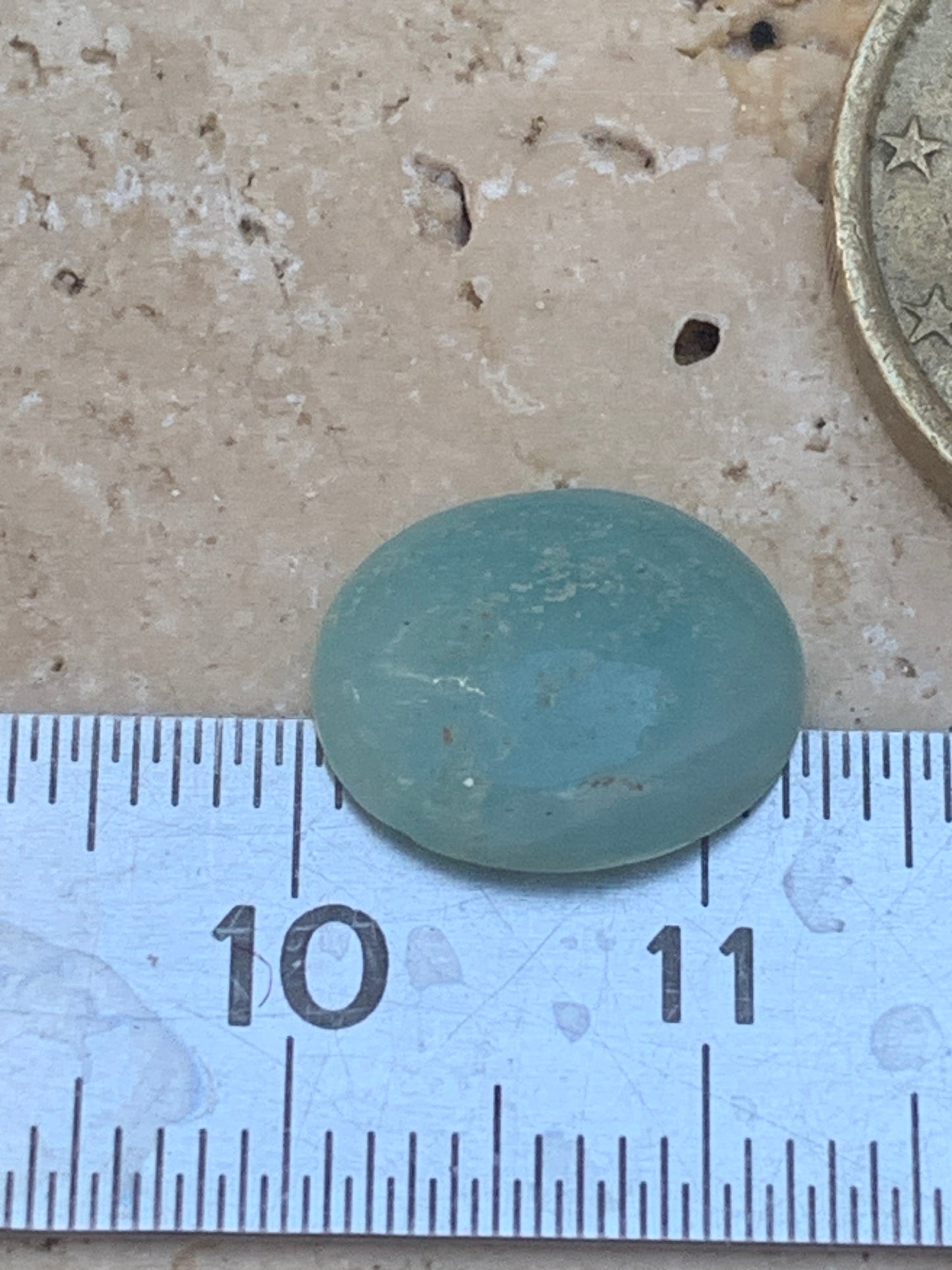 Amazonite, cabochon ancien de 12mm x10 x3 - 3,5 carats. Parfait en bijouterie, collection ,exposition...