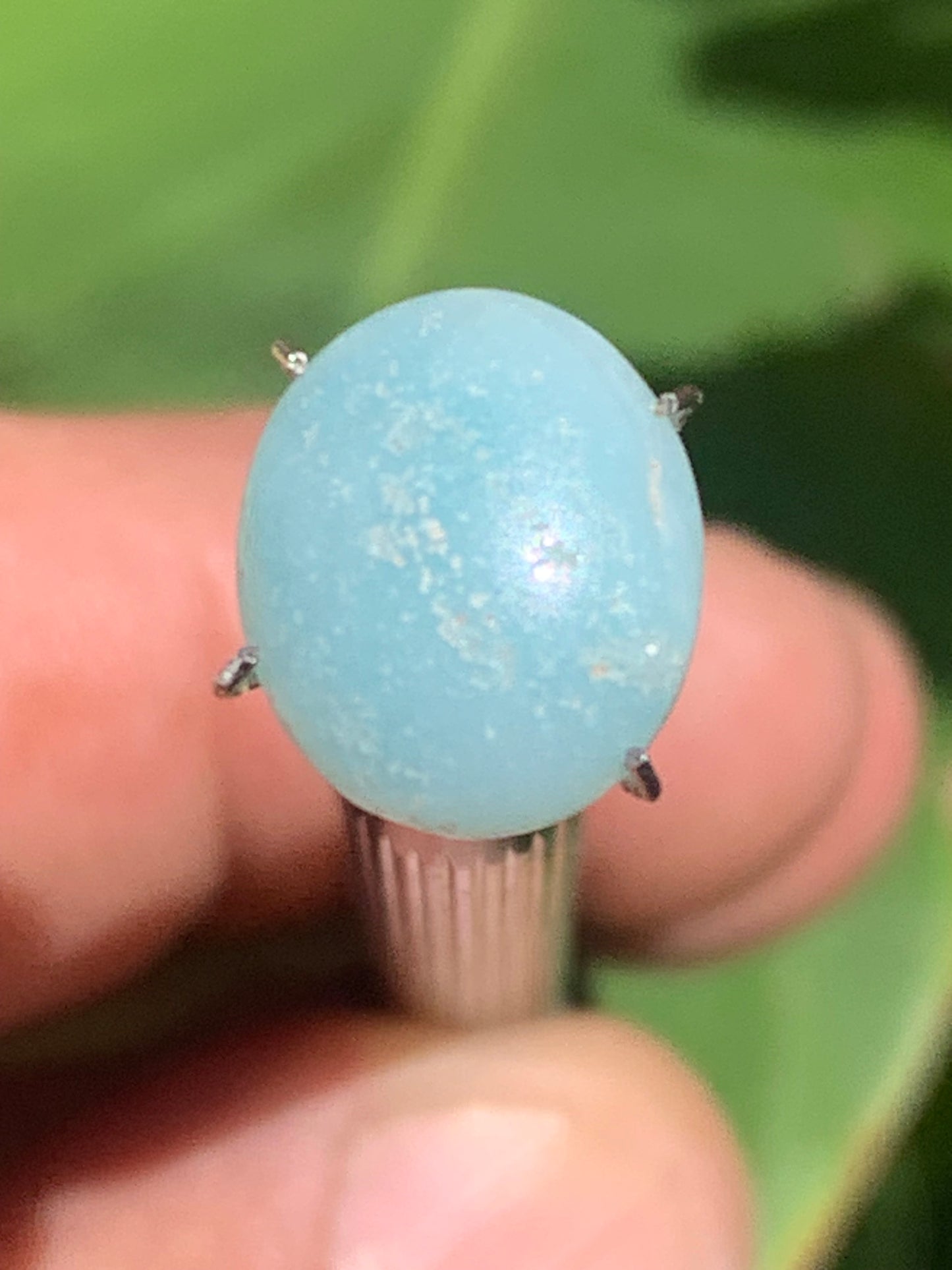 Amazonite, cabochon ancien de 12mm x10 x3 - 3,5 carats. Parfait en bijouterie, collection ,exposition...