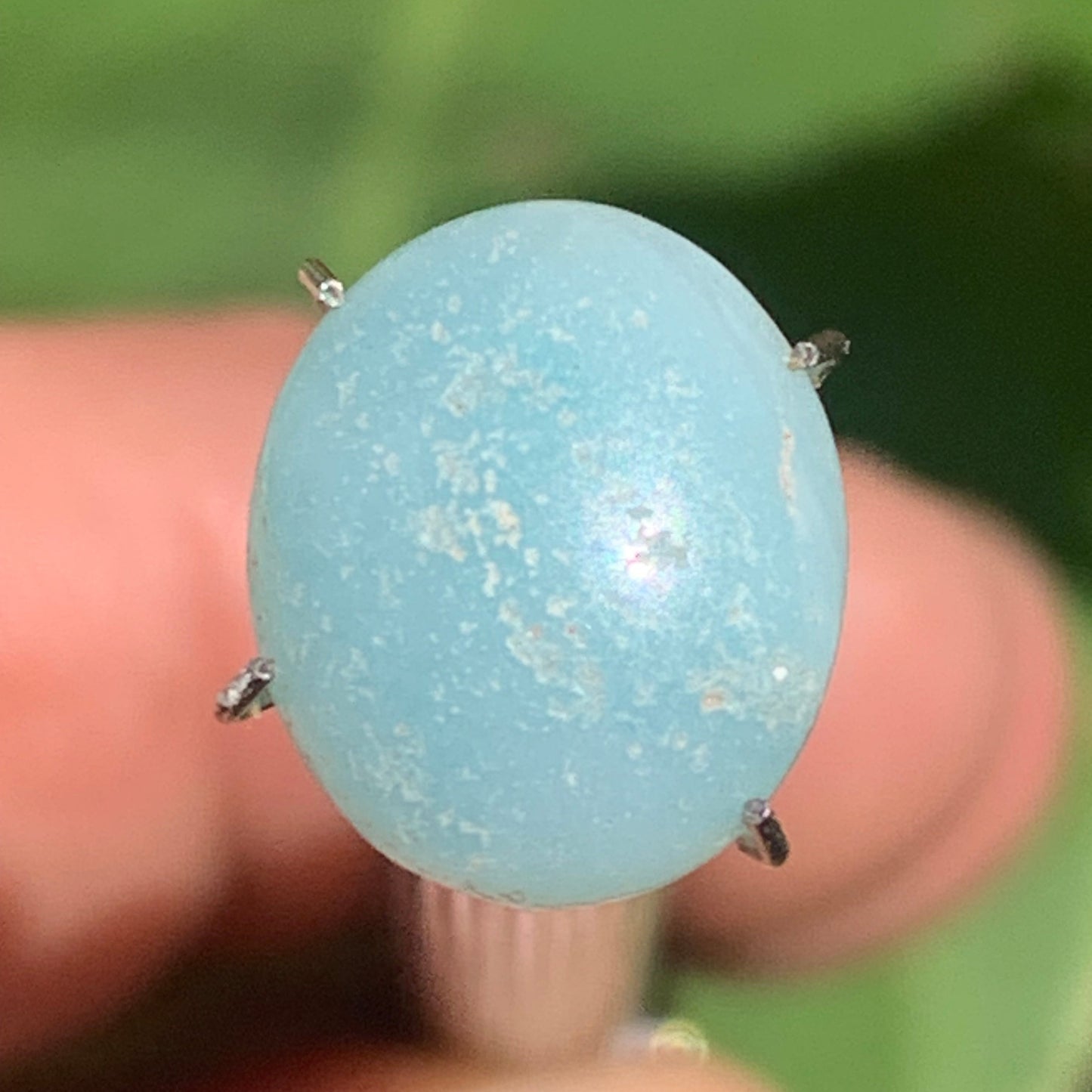 Amazonite, cabochon ancien de 12mm x10 x3 - 3,5 carats. Parfait en bijouterie, collection ,exposition...