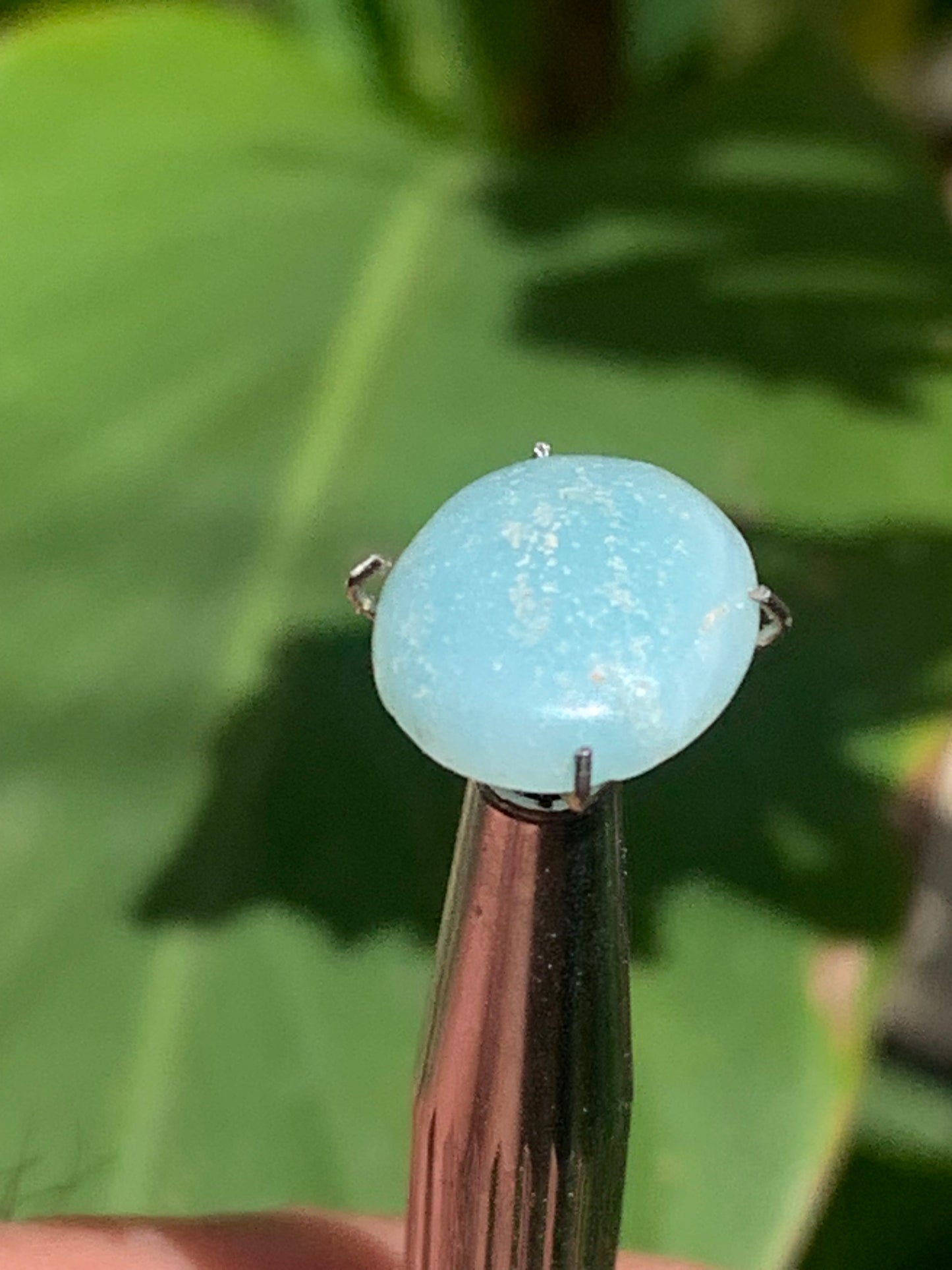 Amazonite, cabochon ancien de 12mm x10 x3 - 3,5 carats. Parfait en bijouterie, collection ,exposition...