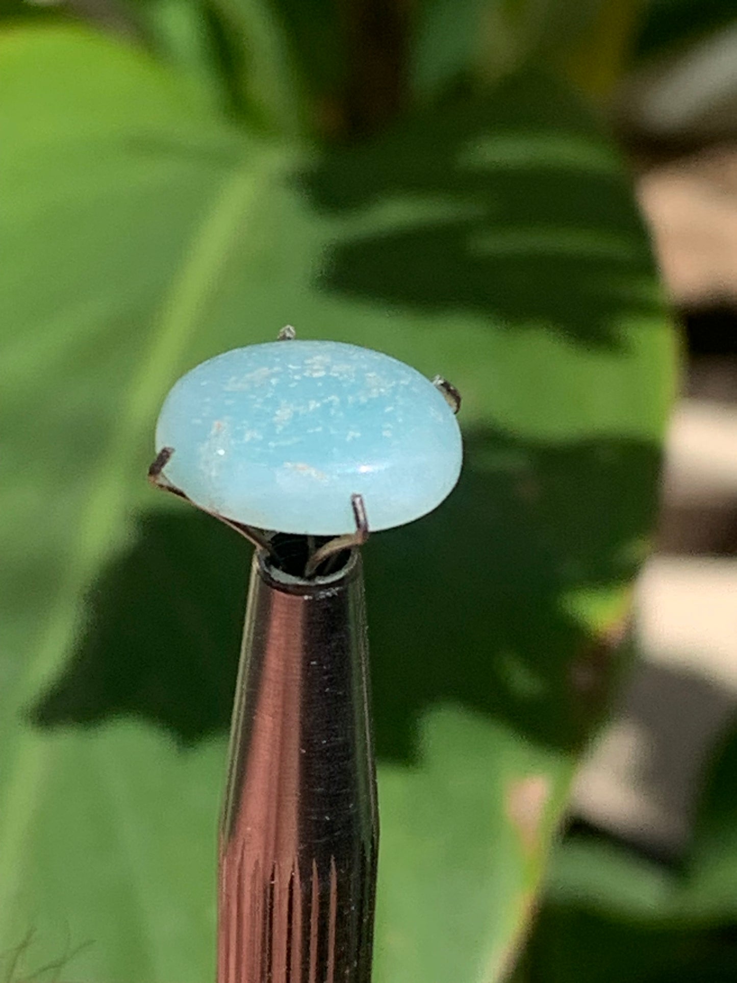Amazonite, cabochon ancien de 12mm x10 x3 - 3,5 carats. Parfait en bijouterie, collection ,exposition...
