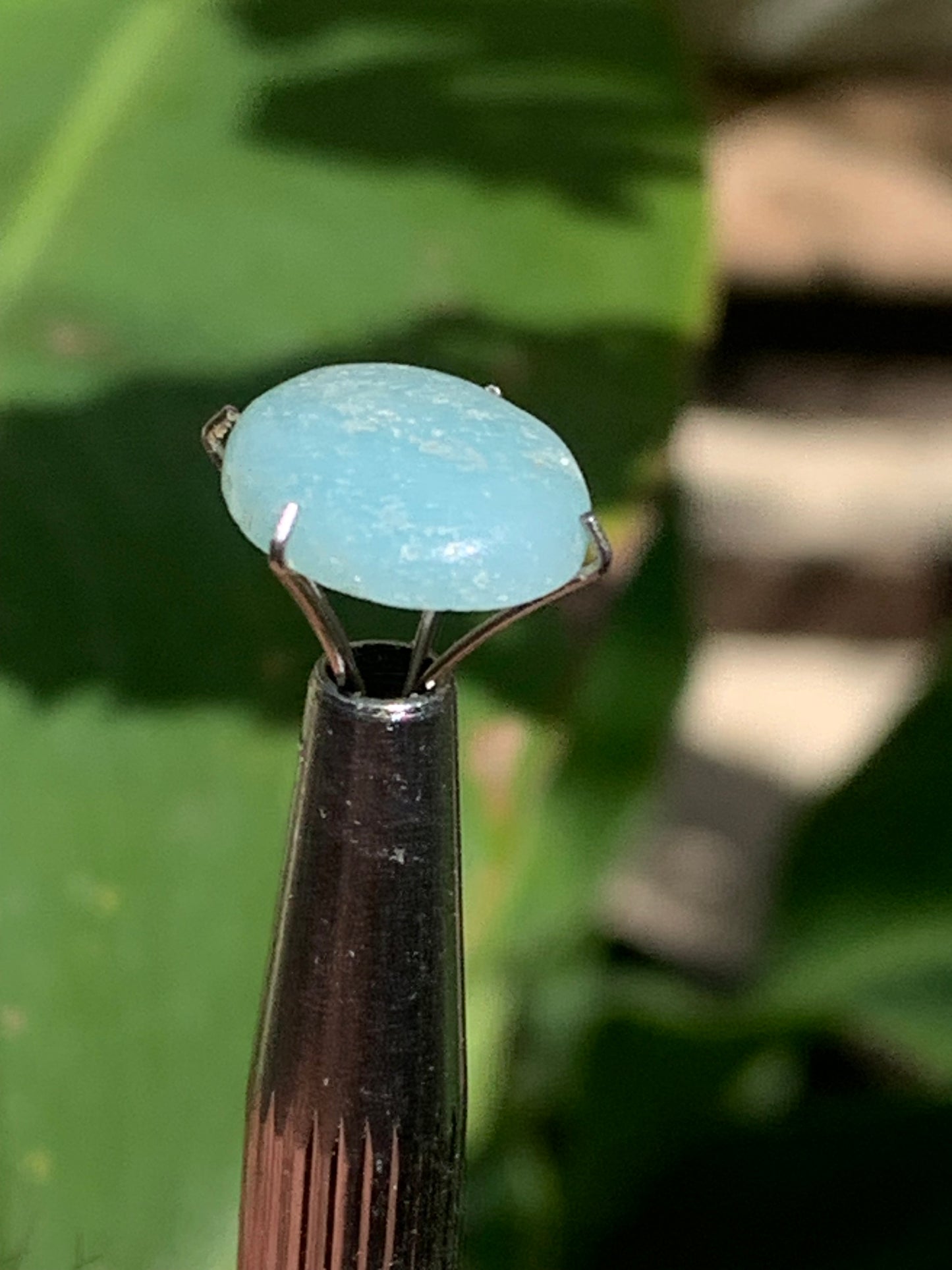 Amazonite, cabochon ancien de 12mm x10 x3 - 3,5 carats. Parfait en bijouterie, collection ,exposition...