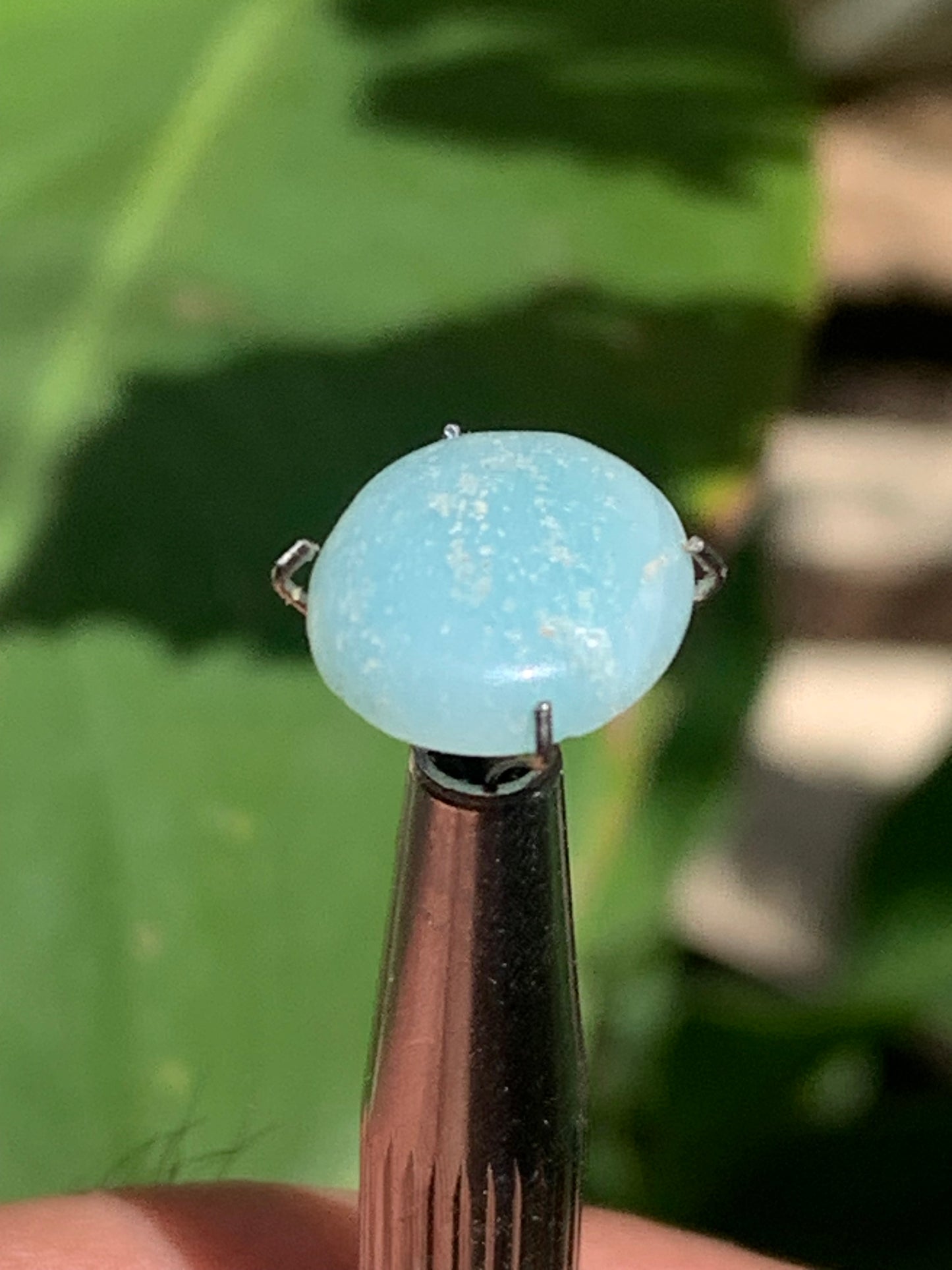 Amazonite, cabochon ancien de 12mm x10 x3 - 3,5 carats. Parfait en bijouterie, collection ,exposition...