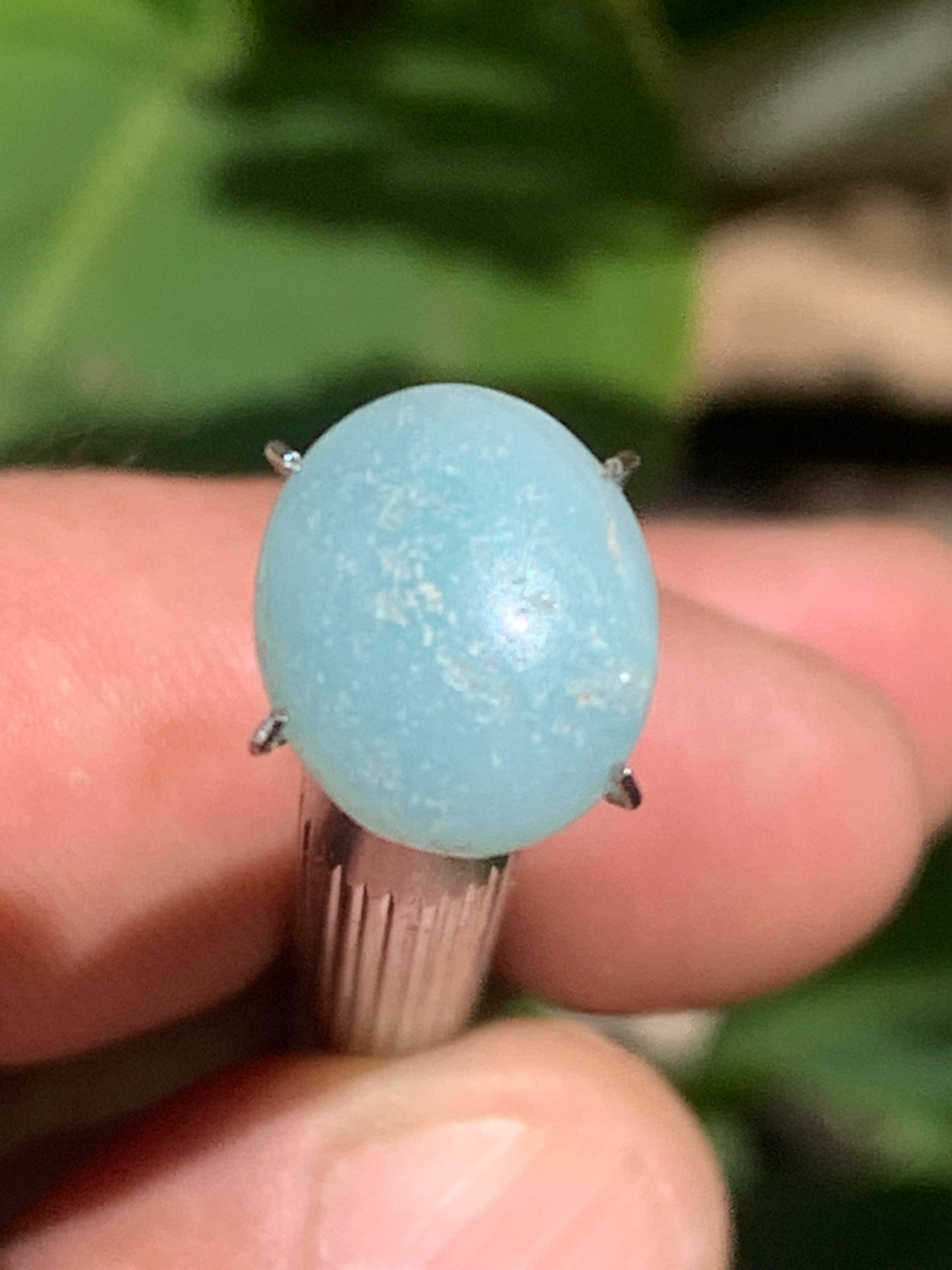 Amazonite, cabochon ancien de 12mm x10 x3 - 3,5 carats. Parfait en bijouterie, collection ,exposition...