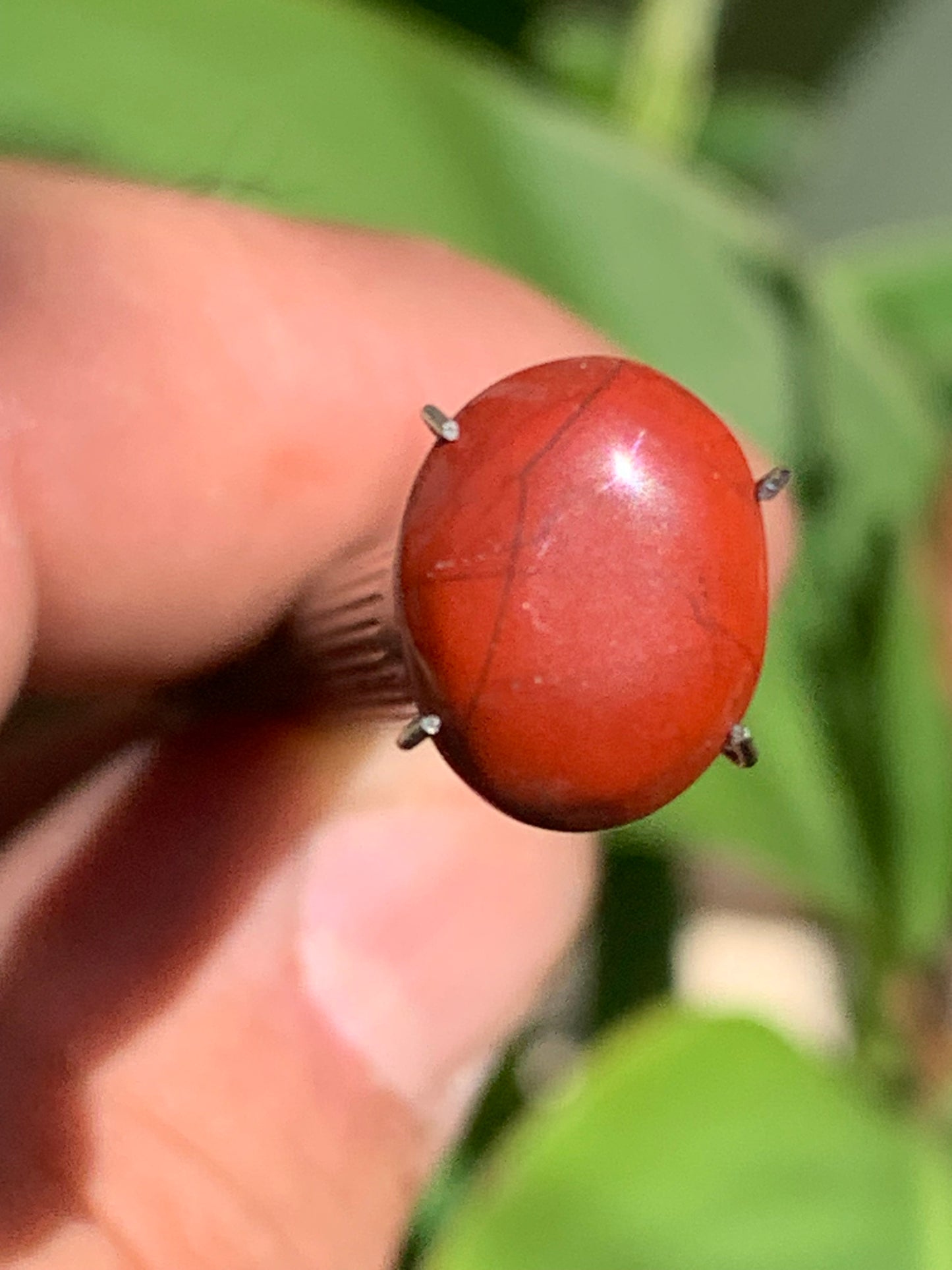 Jaspe rouge, cabochon de 13mm x10 x4 - 4 carats. Parfait en bijouterie, collection ,exposition...