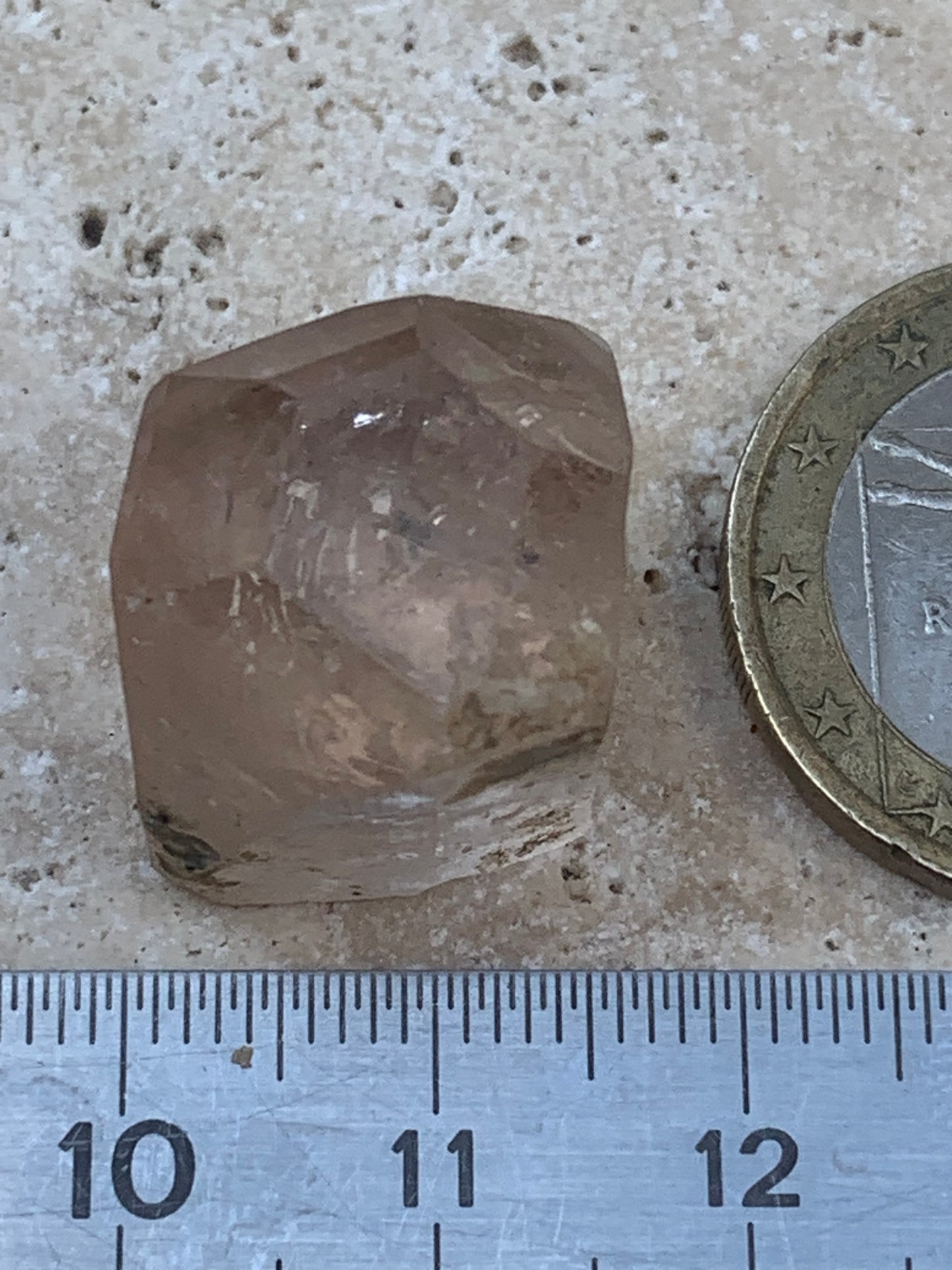 Imperial Topaz, superb natural crystal measuring 21mm x 18mm x 12mm - 11 grams/ 55 carats. Beautiful collector's item, unique and quite rare on the market!
