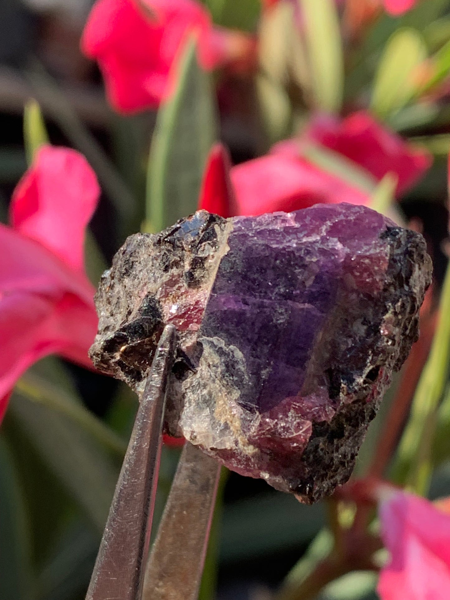 Rubis sur gangue de Zoisite, 27mm x23 x 20 - 17,1 grammes. Parfait en collection, exposition, lapidage...