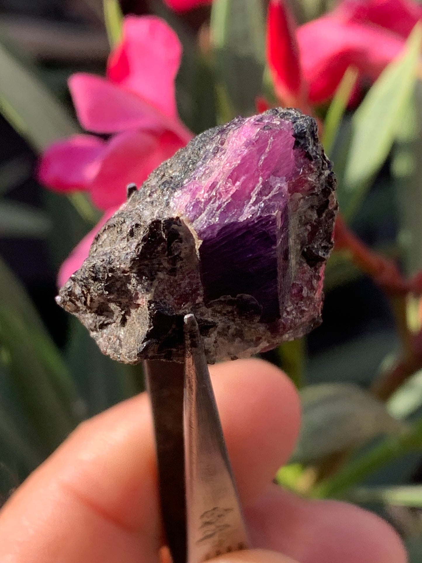 Rubis sur gangue de Zoisite, 27mm x23 x 20 - 17,1 grammes. Parfait en collection, exposition, lapidage...